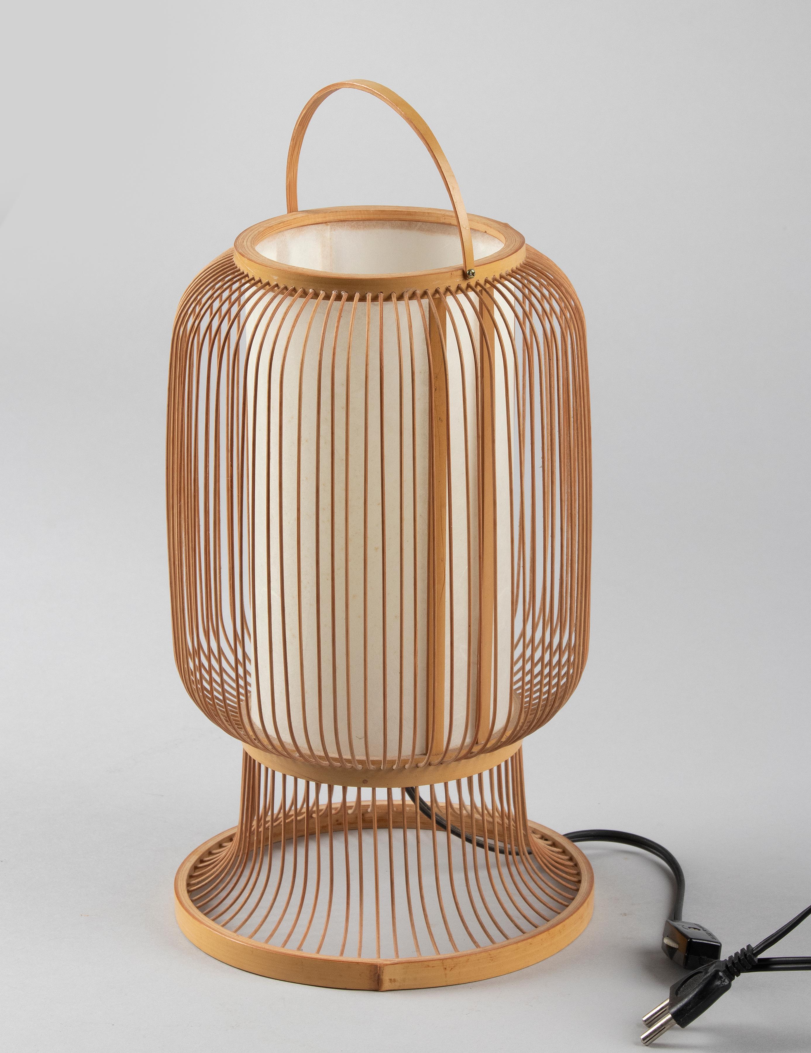 Mid-Century Modern Japanese Bamboo Spokes Lantern Lamp 1