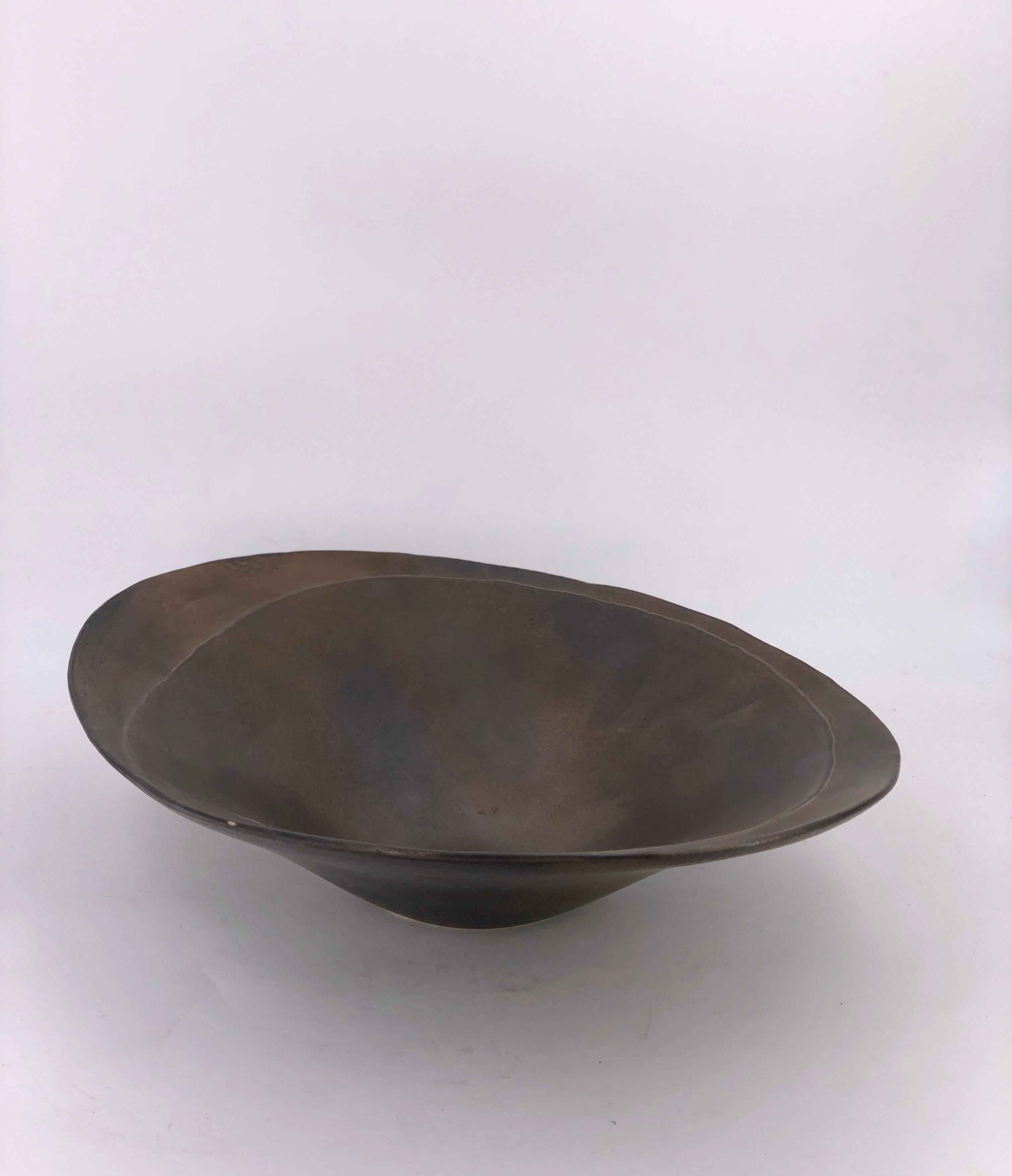 Mid-Century Modern Japanese Ceramic Ikebana Organic Shape Bowl 1