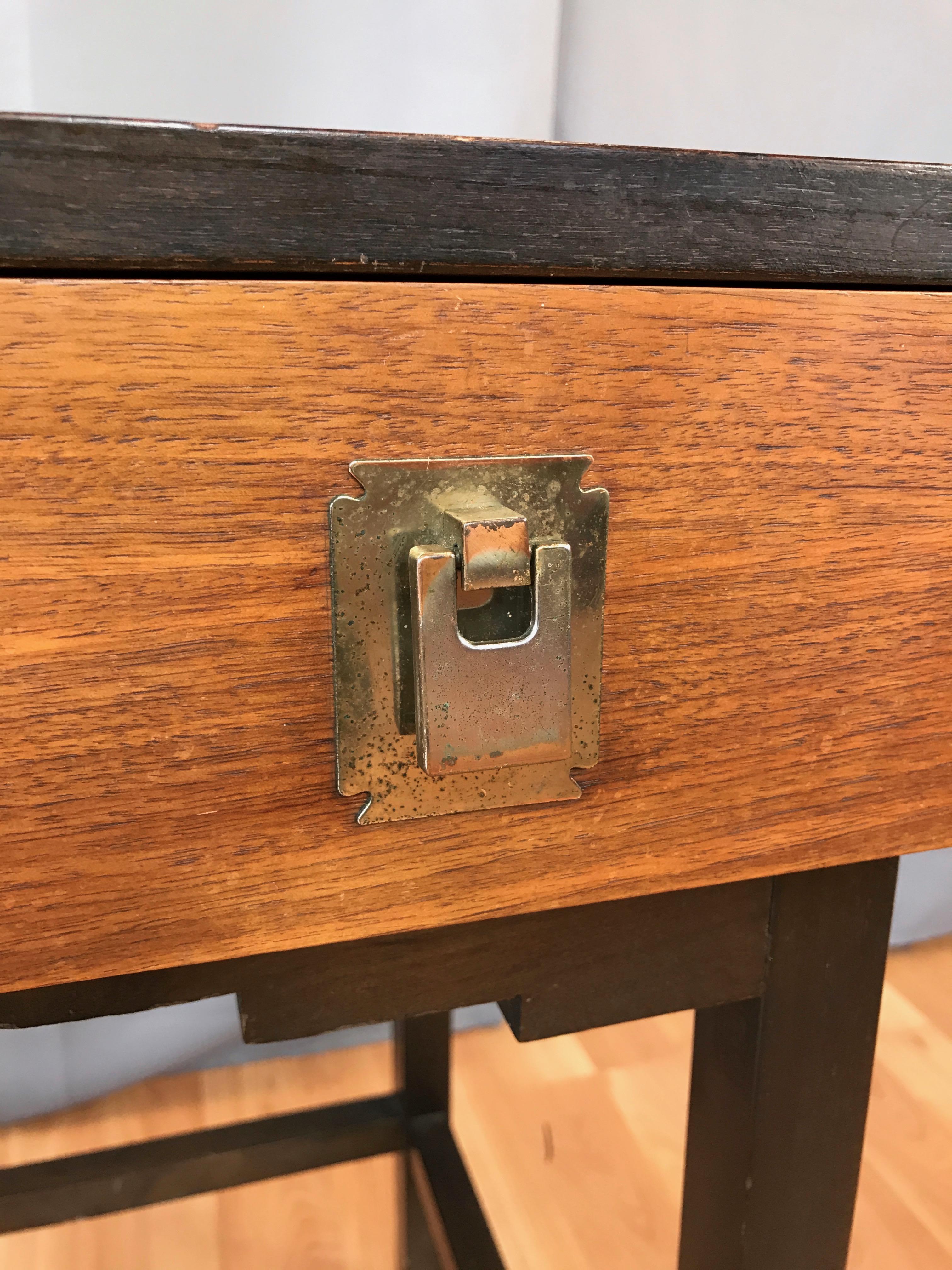 Mid-Century Modern Japanese Elm Vanity or Desk 6