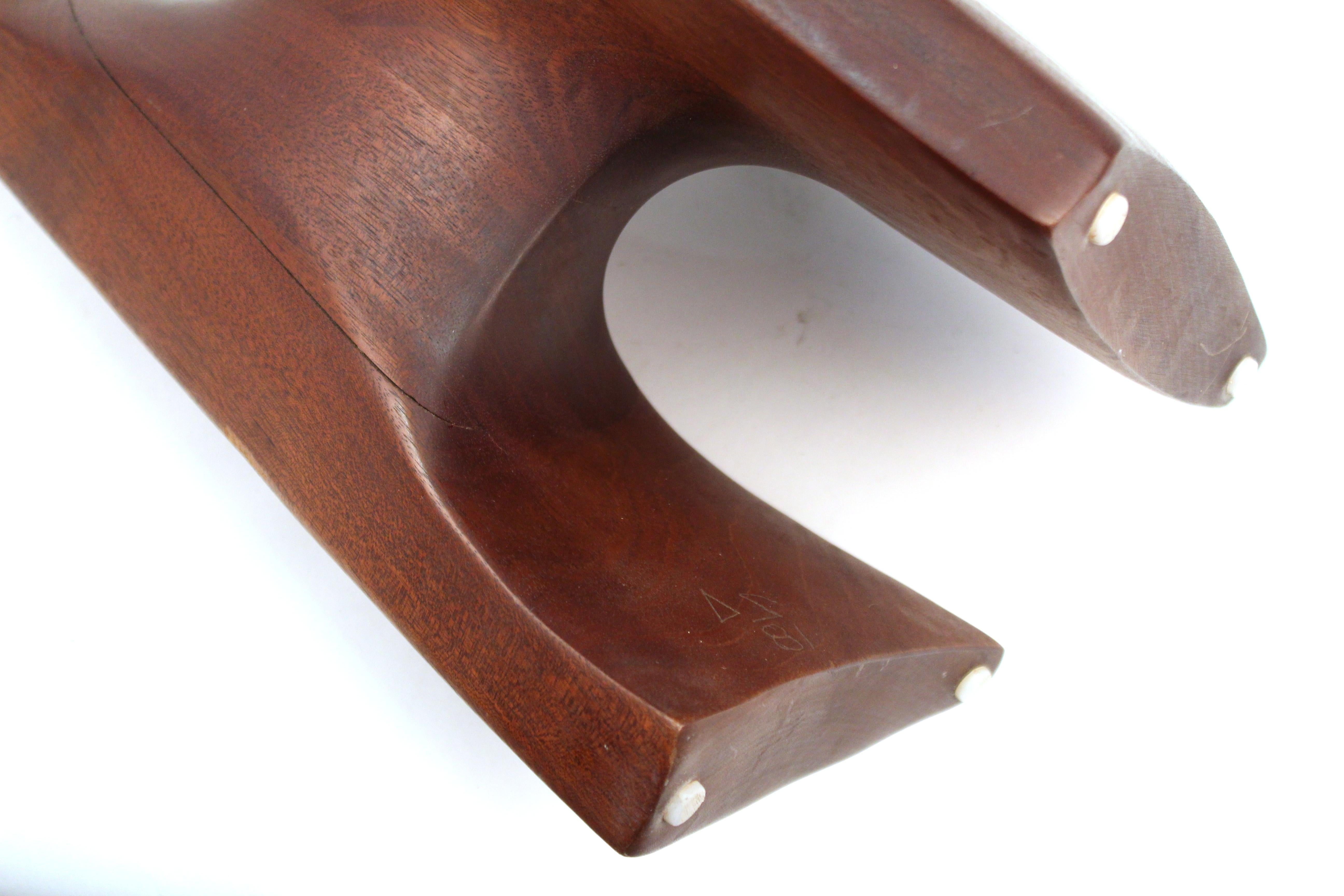 Mid-Century Modern Japanese Inspired Abstract Carved Teak Wood Sculpture 3