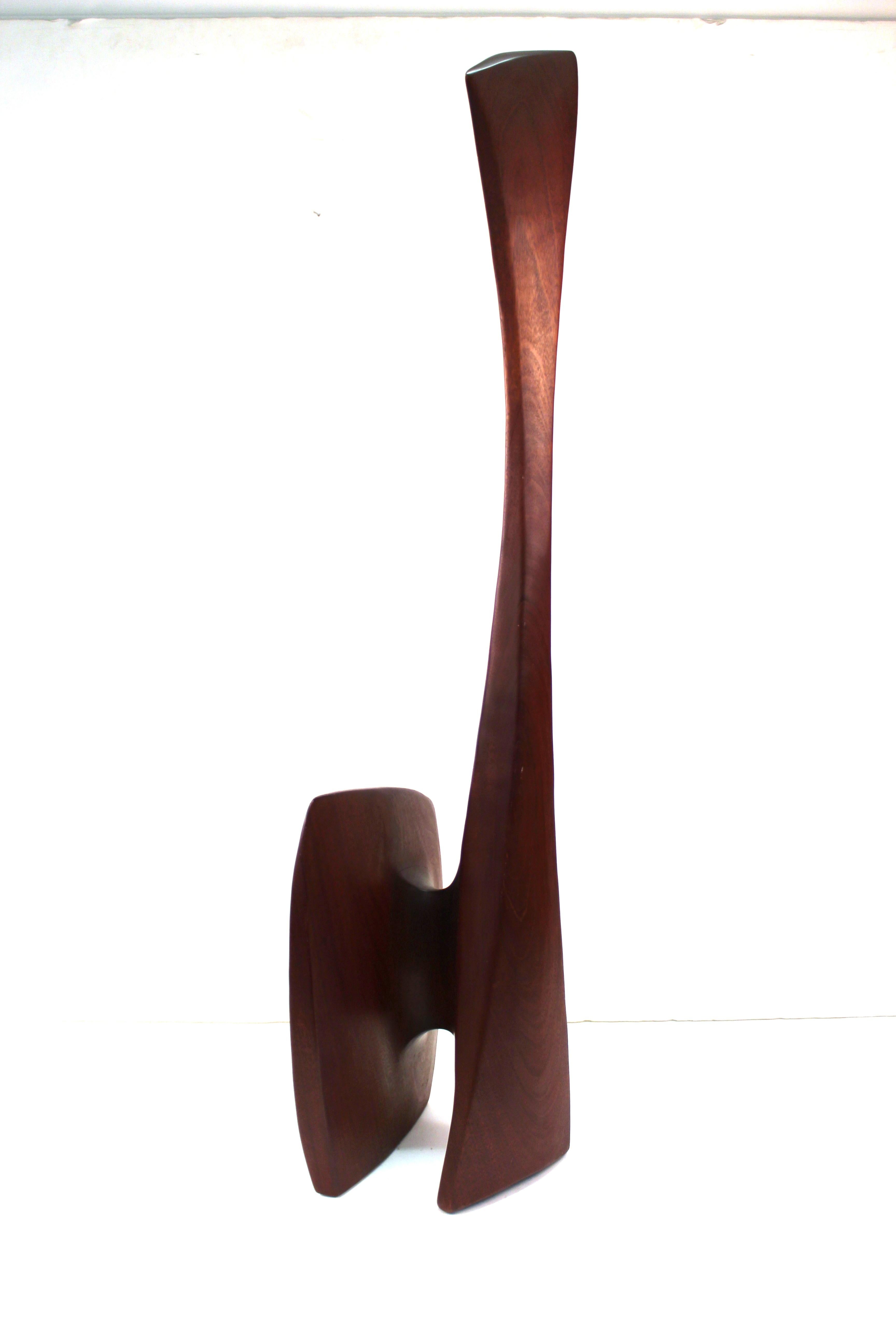 Mid-Century Modern Japanese Inspired Abstract Carved Teak Wood Sculpture In Good Condition In Astoria, NY