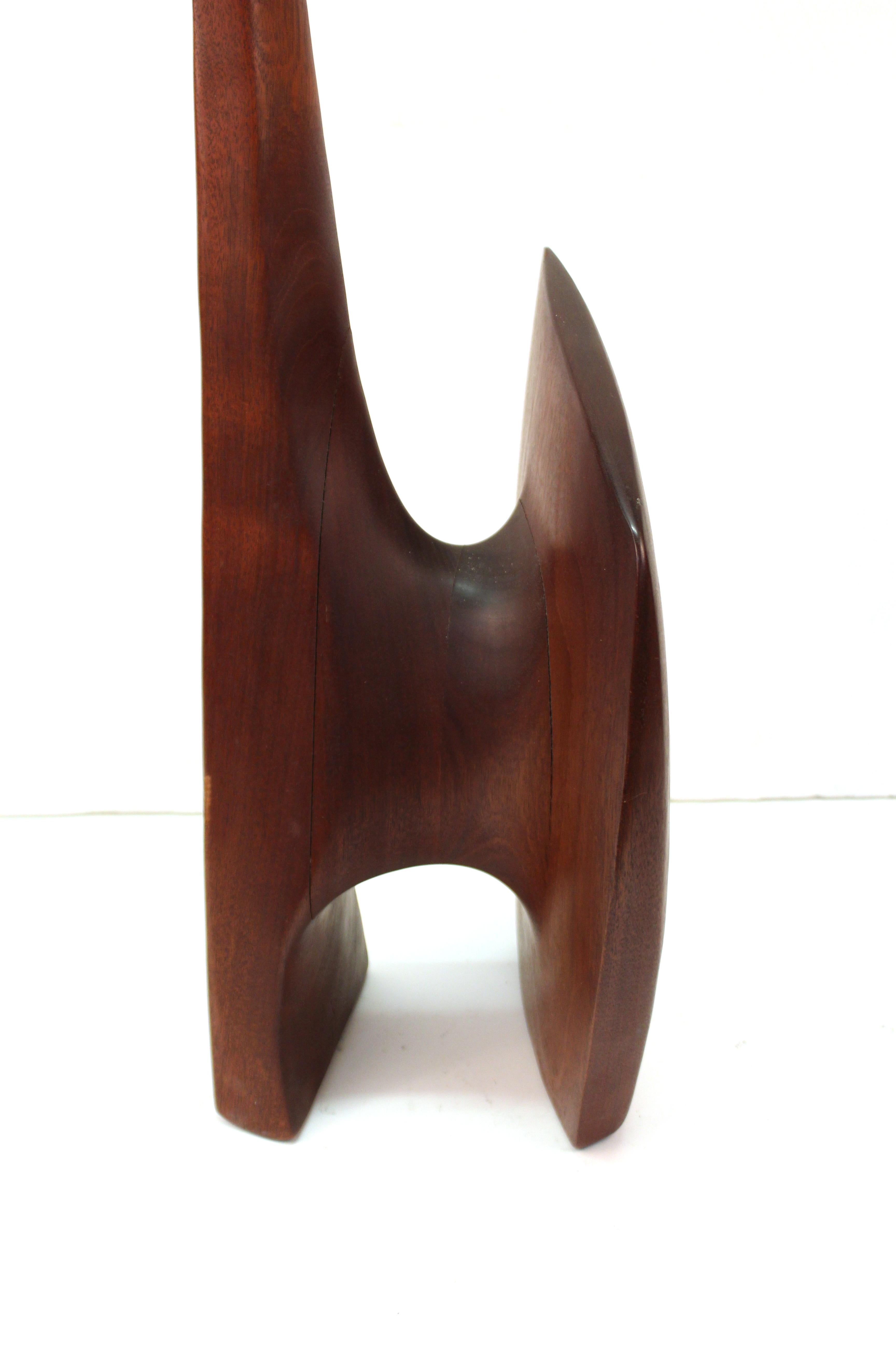 Mid-Century Modern Japanese Inspired Abstract Carved Teak Wood Sculpture 2