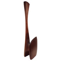 Mid-Century Modern Japanese Inspired Abstract Carved Teak Wood Sculpture