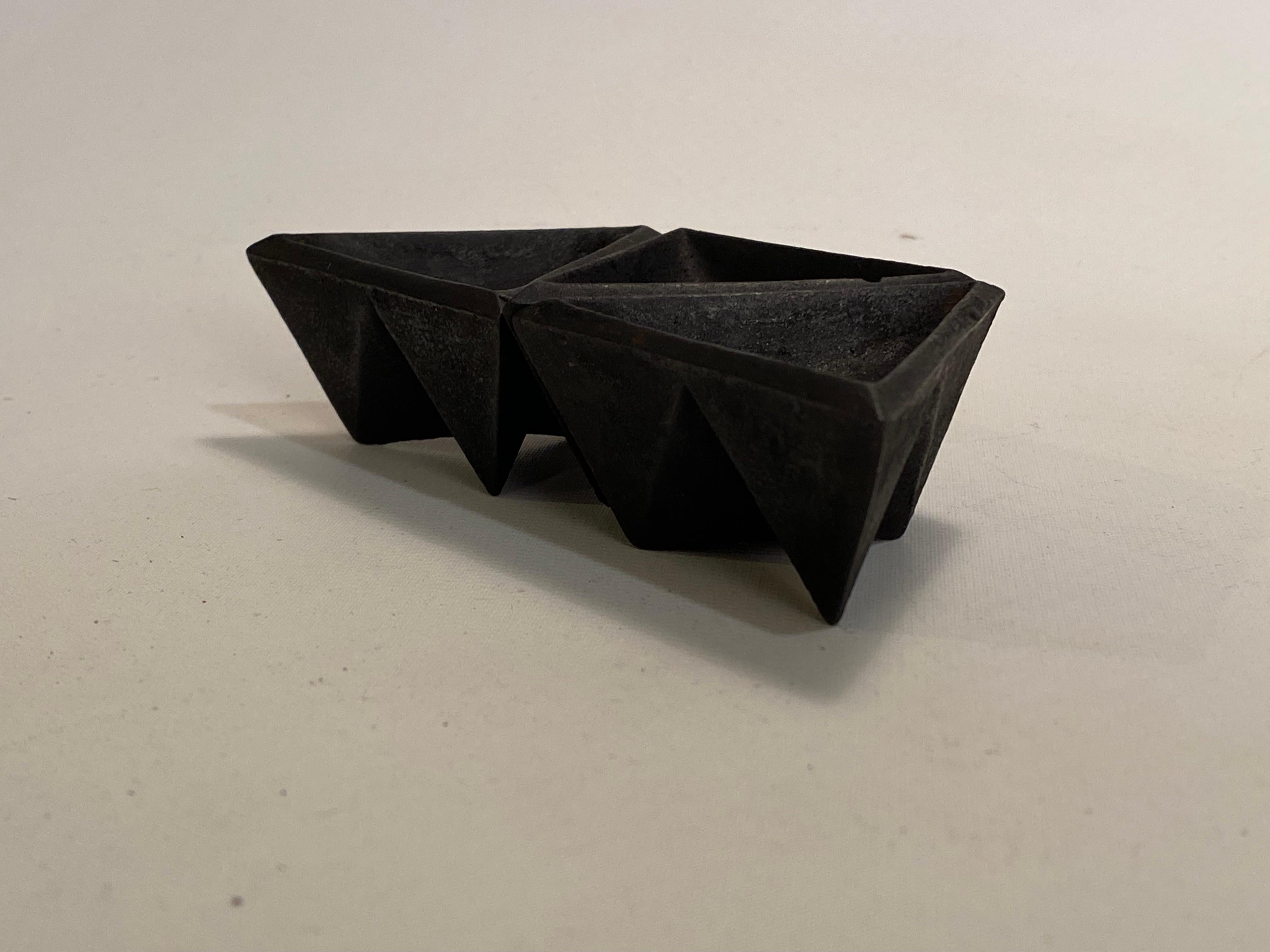 Mid-Century Modern Japanese Iron Origami Candle Holders In Good Condition In Garnerville, NY