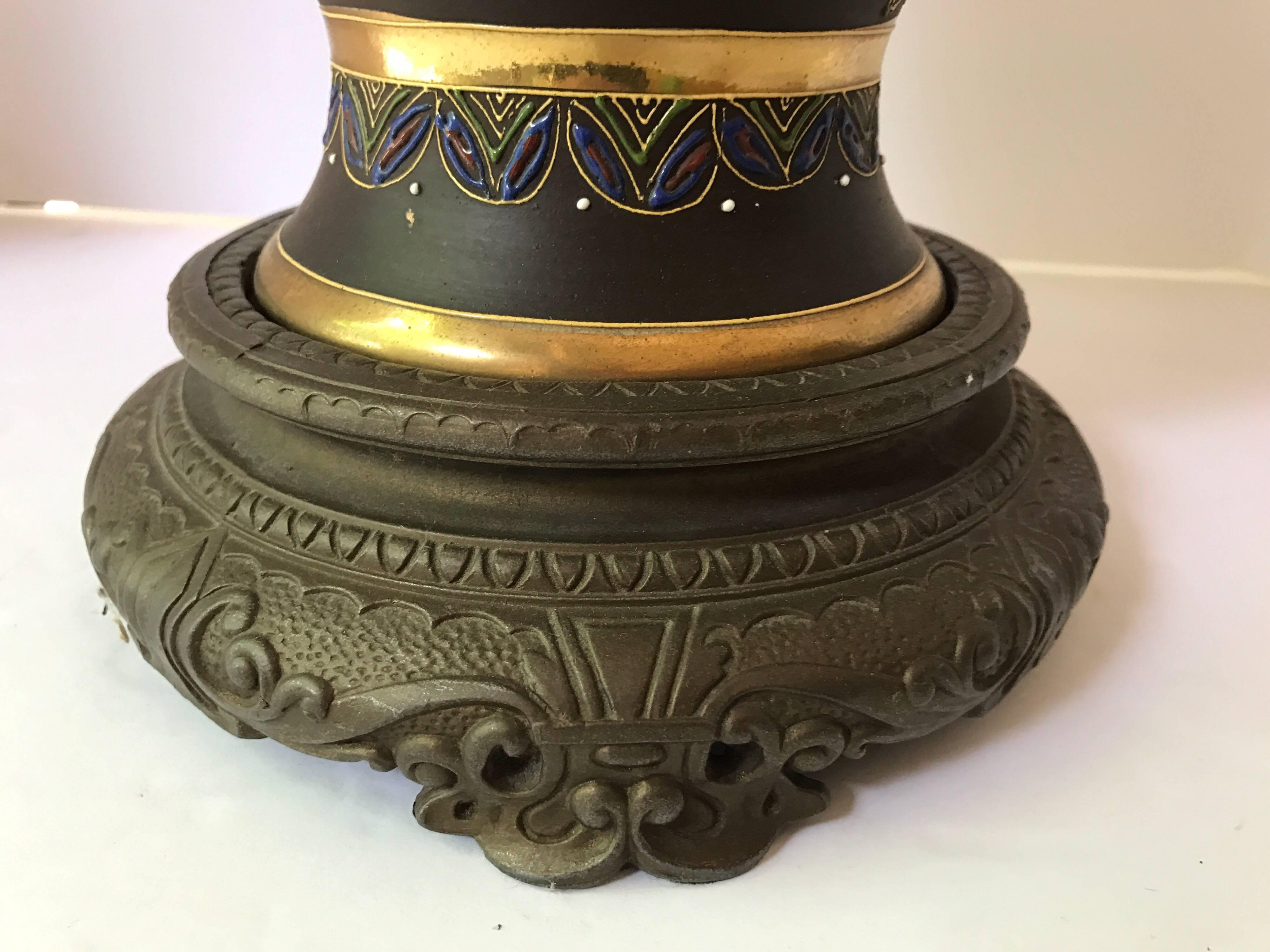 Mid-Century Modern Japanese Satsuma Urn Vessel Table Lamp 2