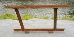 Mid-Century Modern Japanese Style Monolithic Solid Walnut 74" Console Table