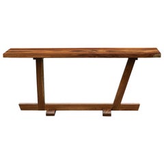 Mid-Century Modern Japanese Style Monolithic Solid Walnut 74" Console Table