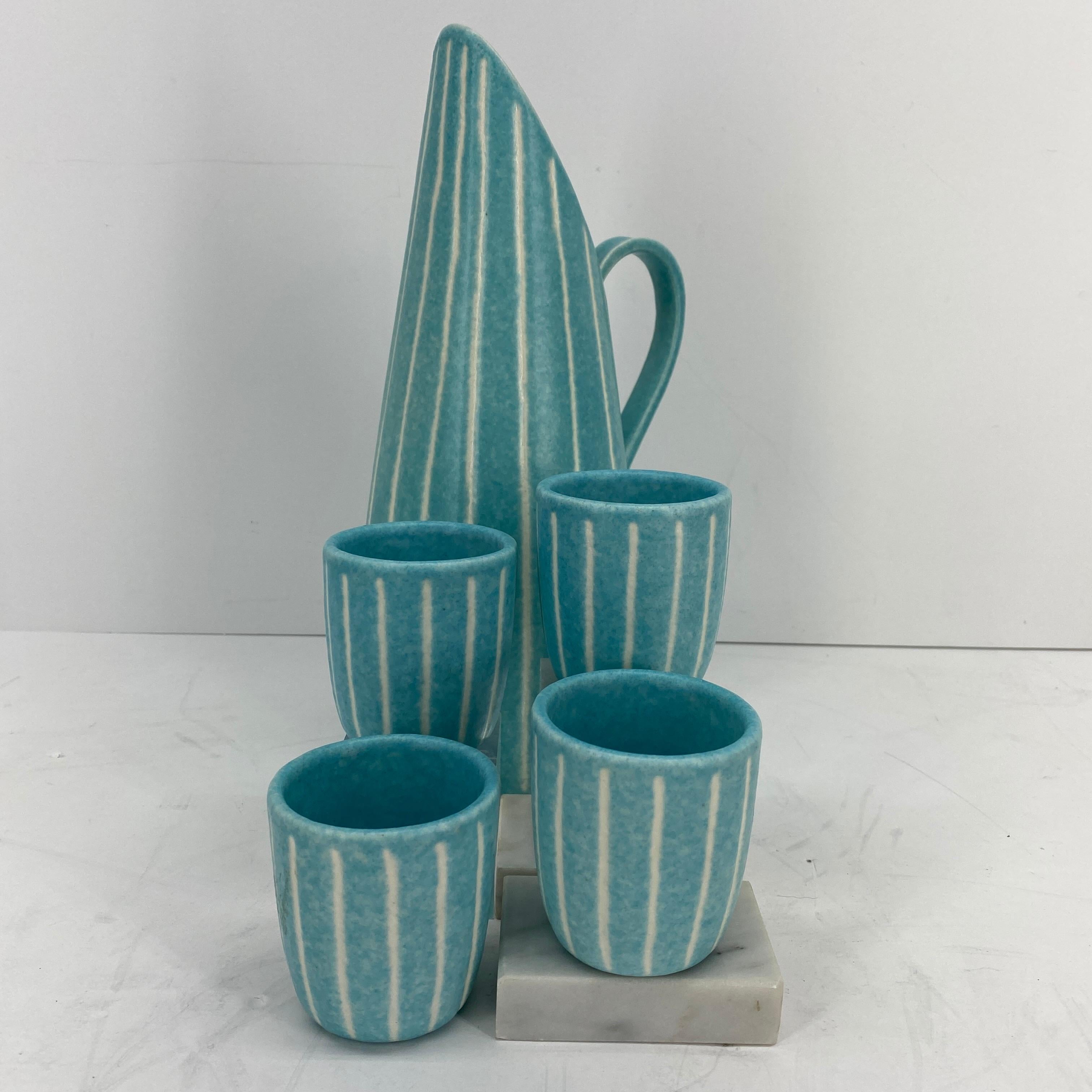 American Mid-Century Modern Jaru of California Pitcher and Beaker/Cup Set