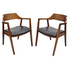 Mid-Century Modern Jasper Chair Walnut Sculptural Lounge Arm Chairs, a Pair