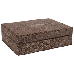 Mid Century Modern Java & Cream Shagreen Box mit Kaffee Wildleder gefüttert innen
