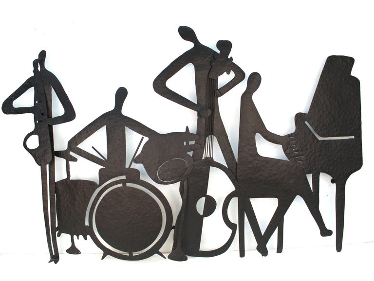 MidCentury Modern Jazz Musicians Metal Wall Sculpture at 1stDibs