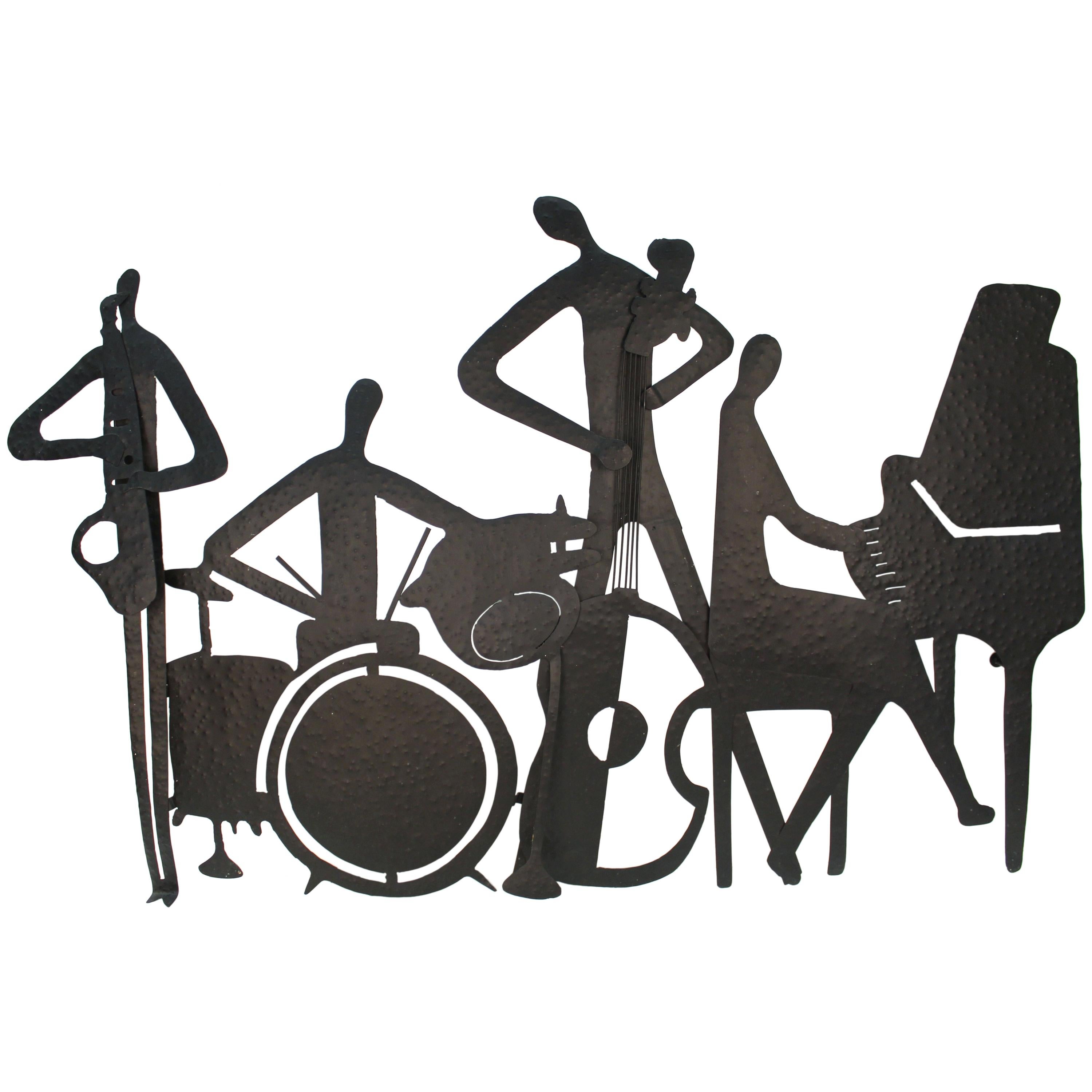 Mid-Century Modern Jazz Musicians Metal Wall Sculpture