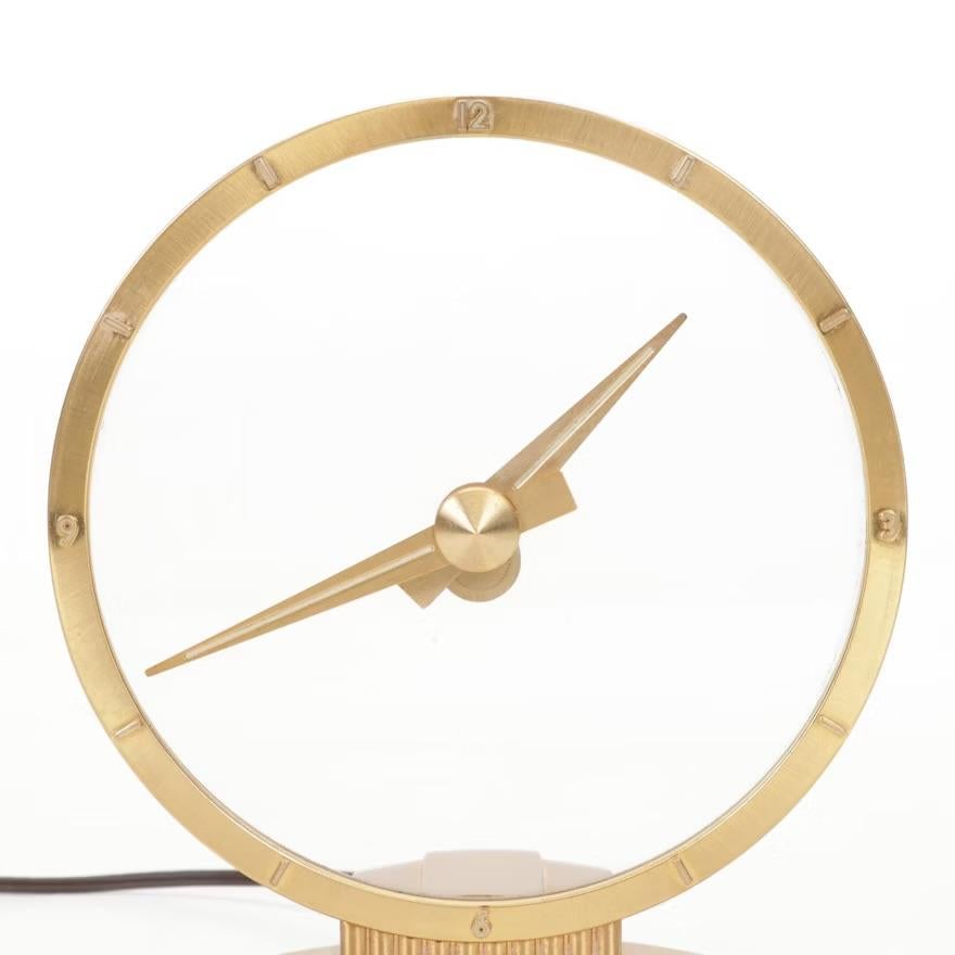 Mid-20th Century Mid-Century Modern Jefferson “Golden Hour Ghost Clock” Brass Clock