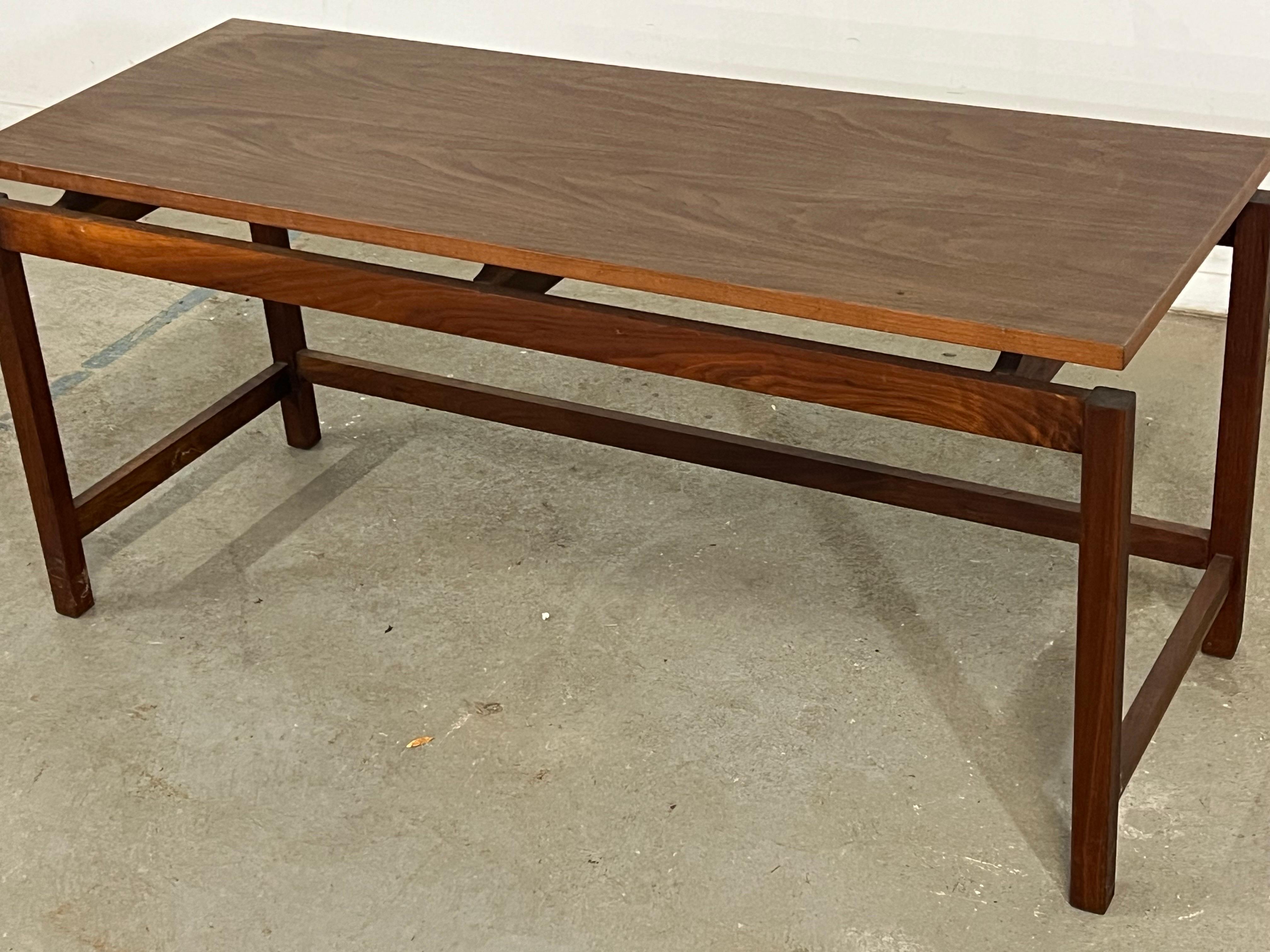 Mid Century  Modern Jens Risom Floating Top Walnut Bench/Table For Sale 4