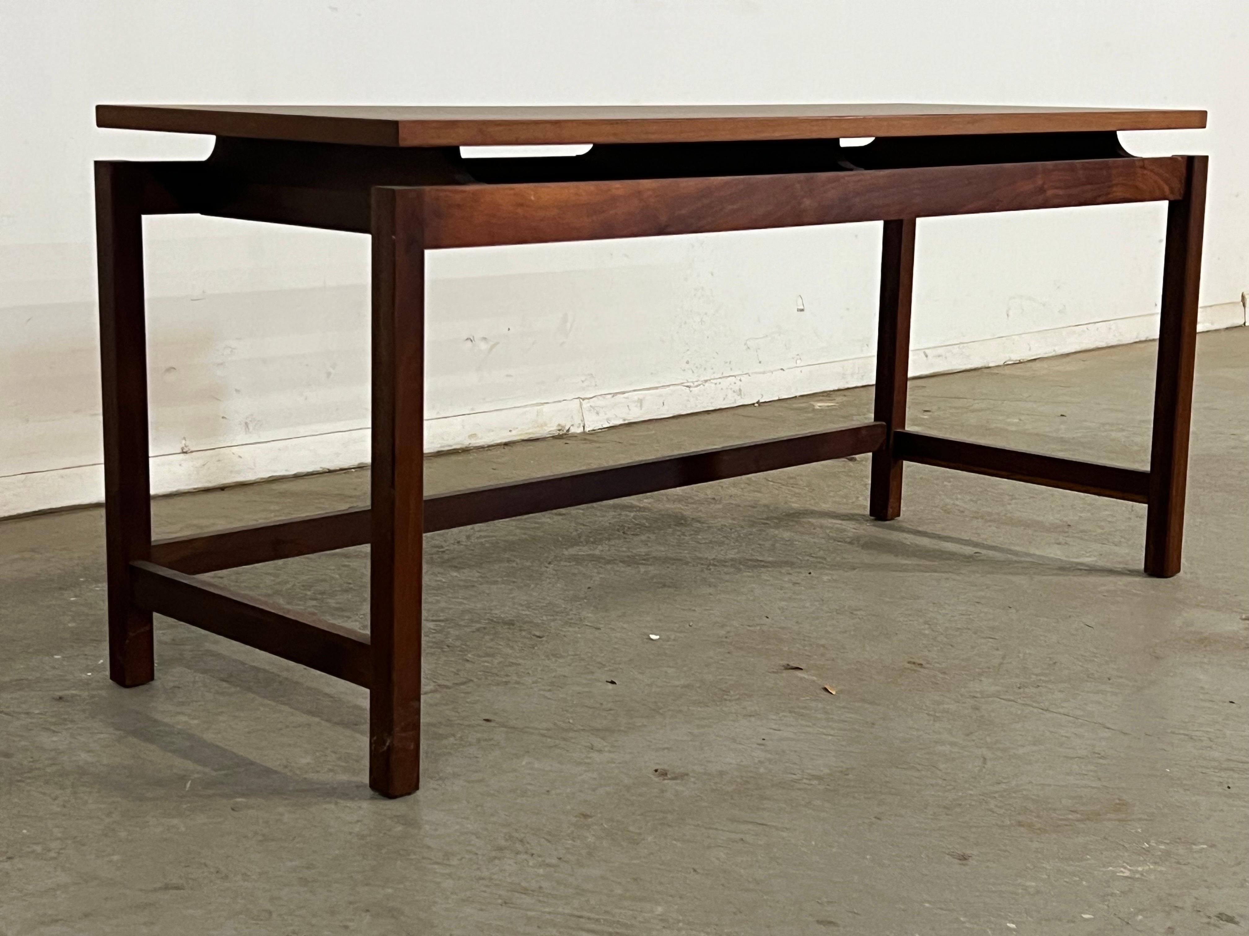 Mid-Century Modern Mid Century  Modern Jens Risom Floating Top Walnut Bench/Table For Sale