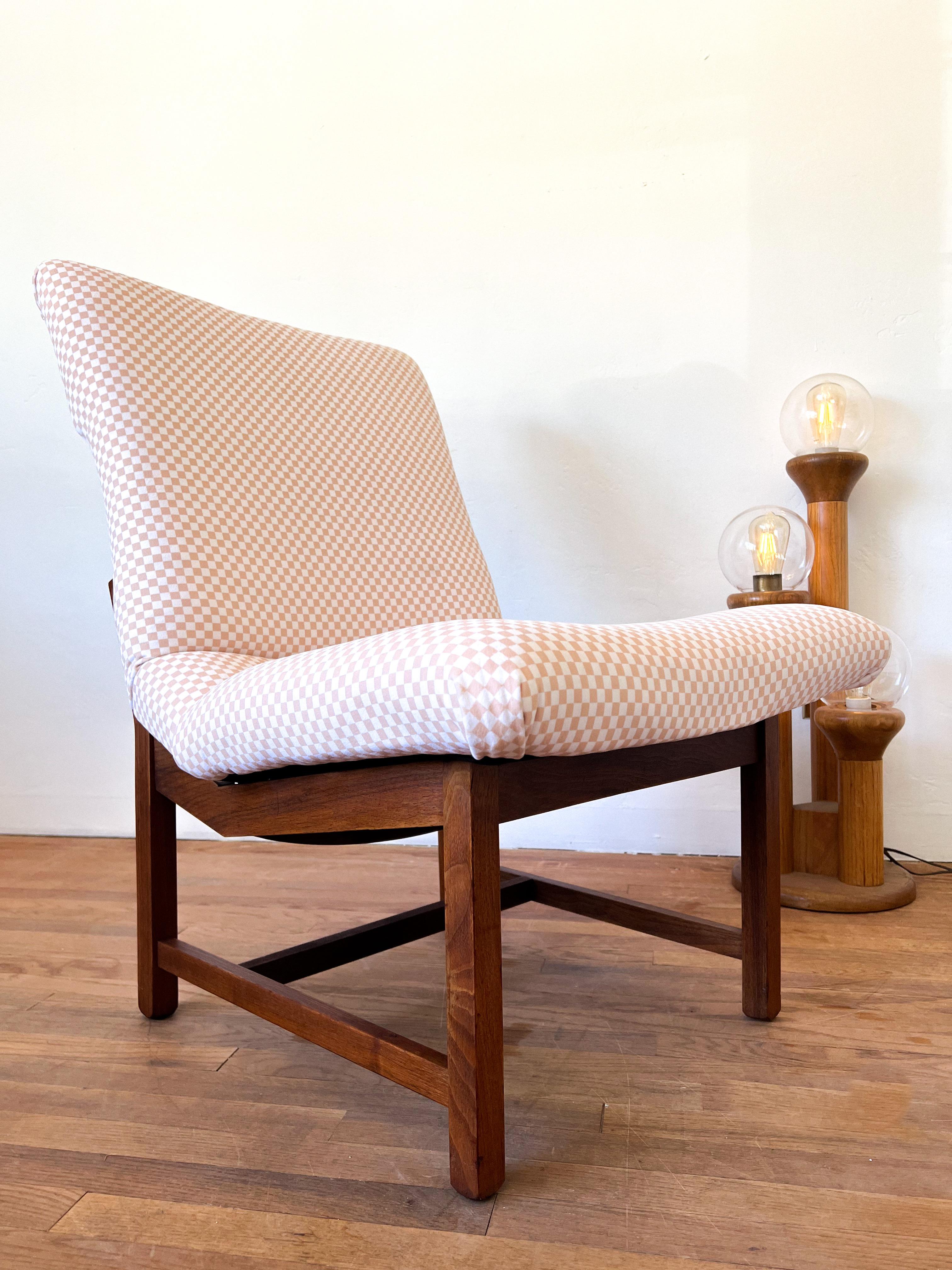 Velvet Mid-Century Modern Jens Risom Style Slipper Chair For Sale