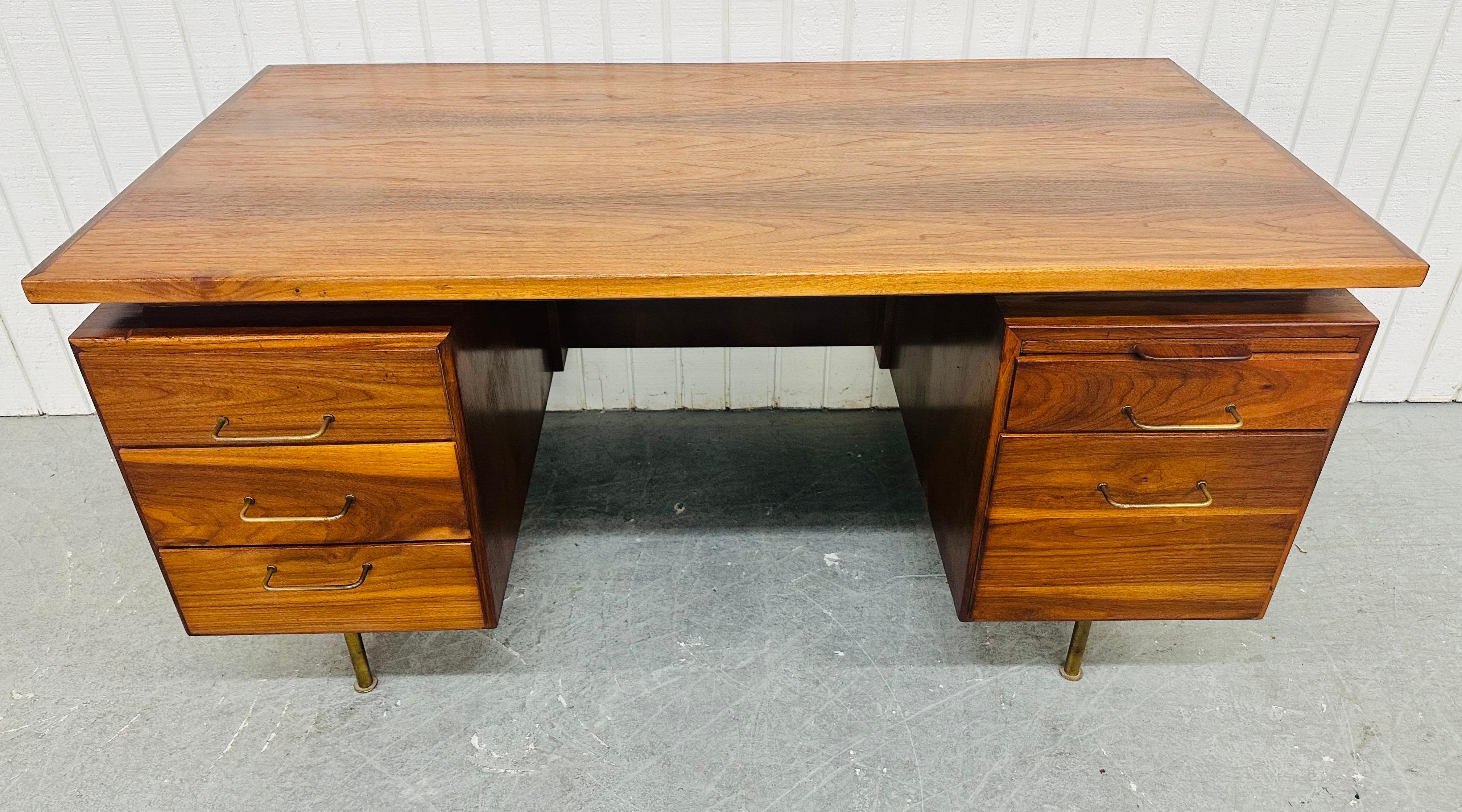 20th Century Mid-Century Modern Jens Risom Style Walnut Executive Desk