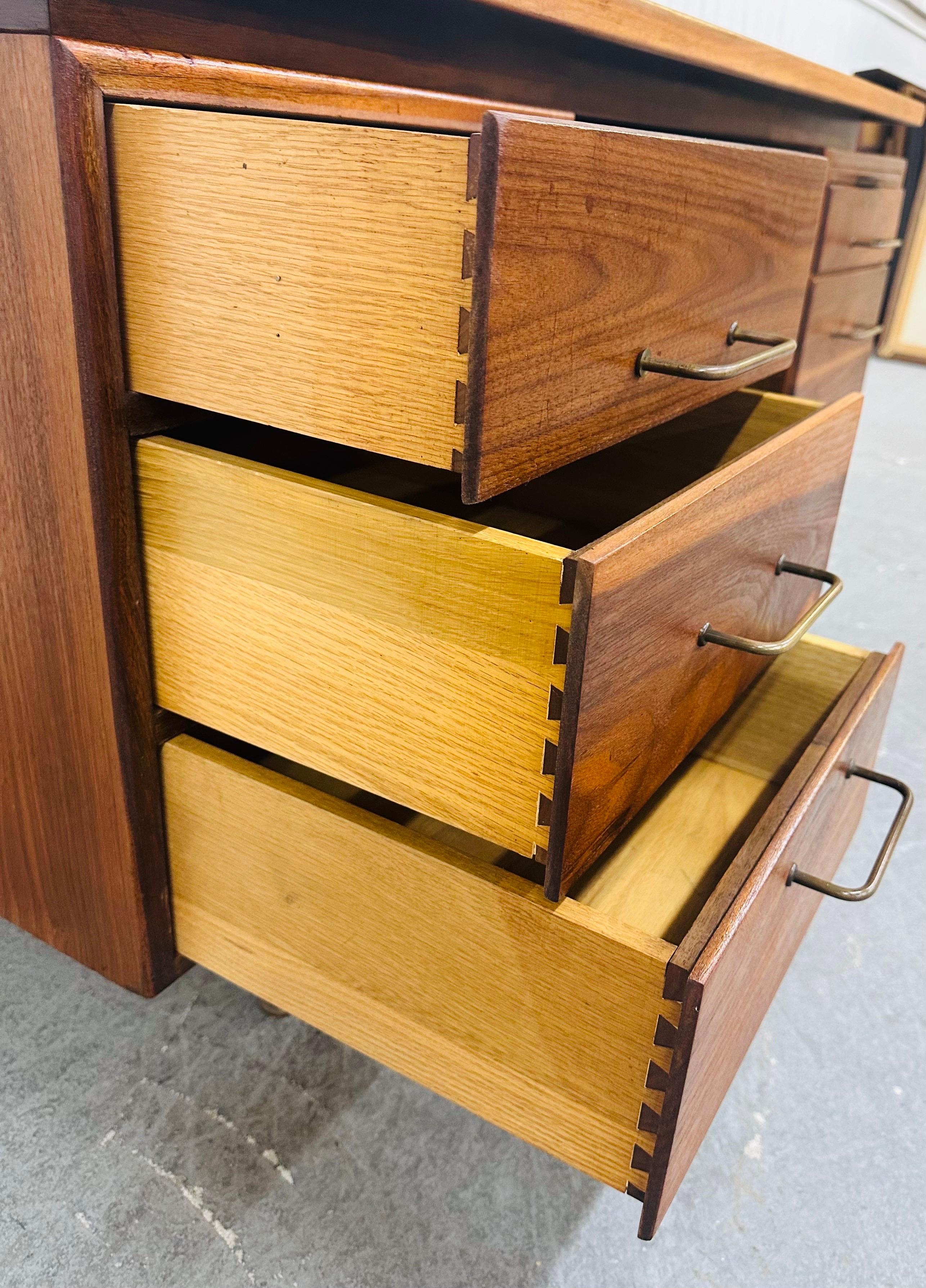 Mid-Century Modern Jens Risom Style Walnut Executive Desk 1