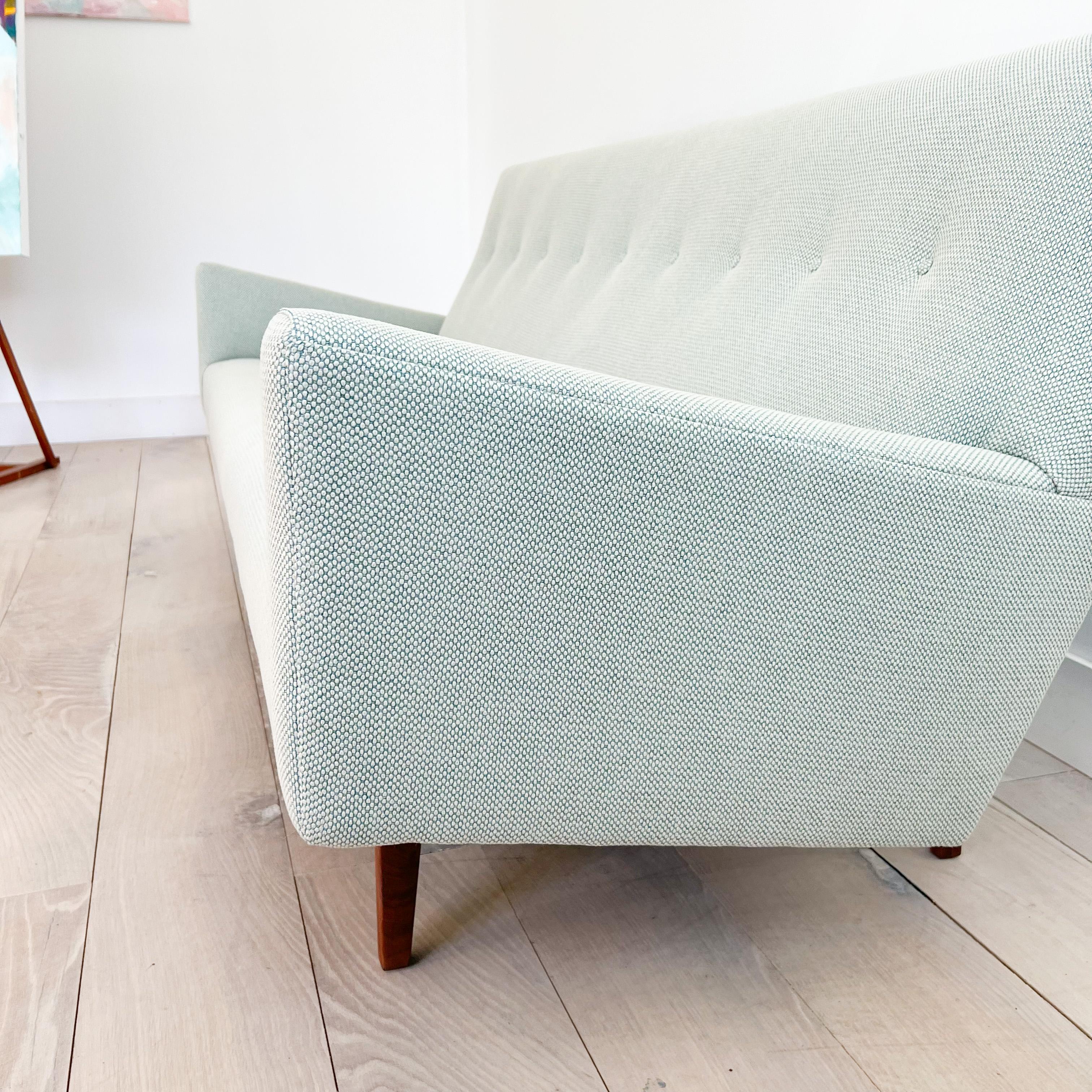 Mid-Century Modern Jens Risom U150 Sofa w/ New Mint Green Upholstery 6
