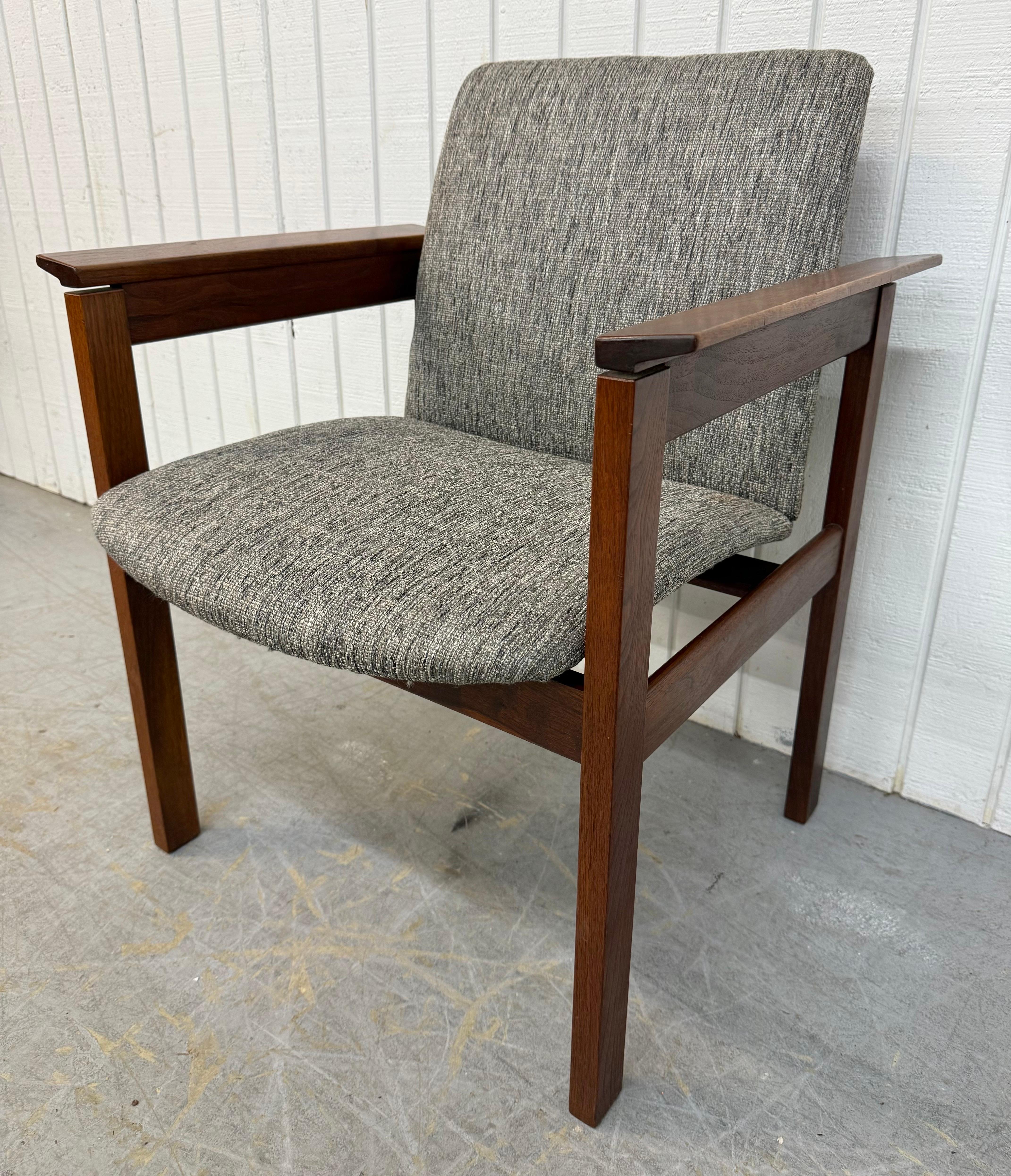 American Mid-Century Modern Jens Risom Upholstered Walnut Arm Chair For Sale