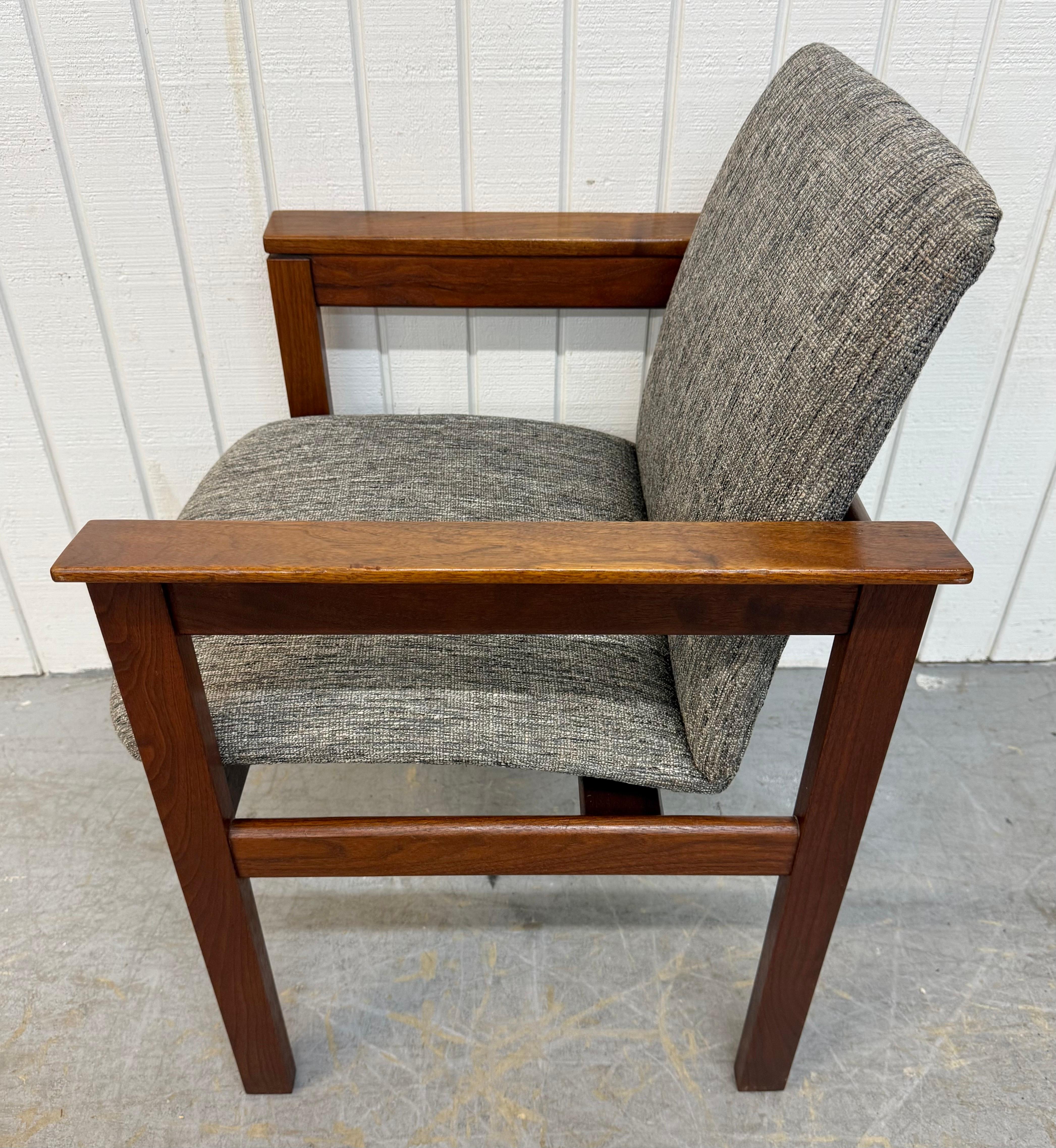 Mid-20th Century Mid-Century Modern Jens Risom Upholstered Walnut Arm Chair For Sale