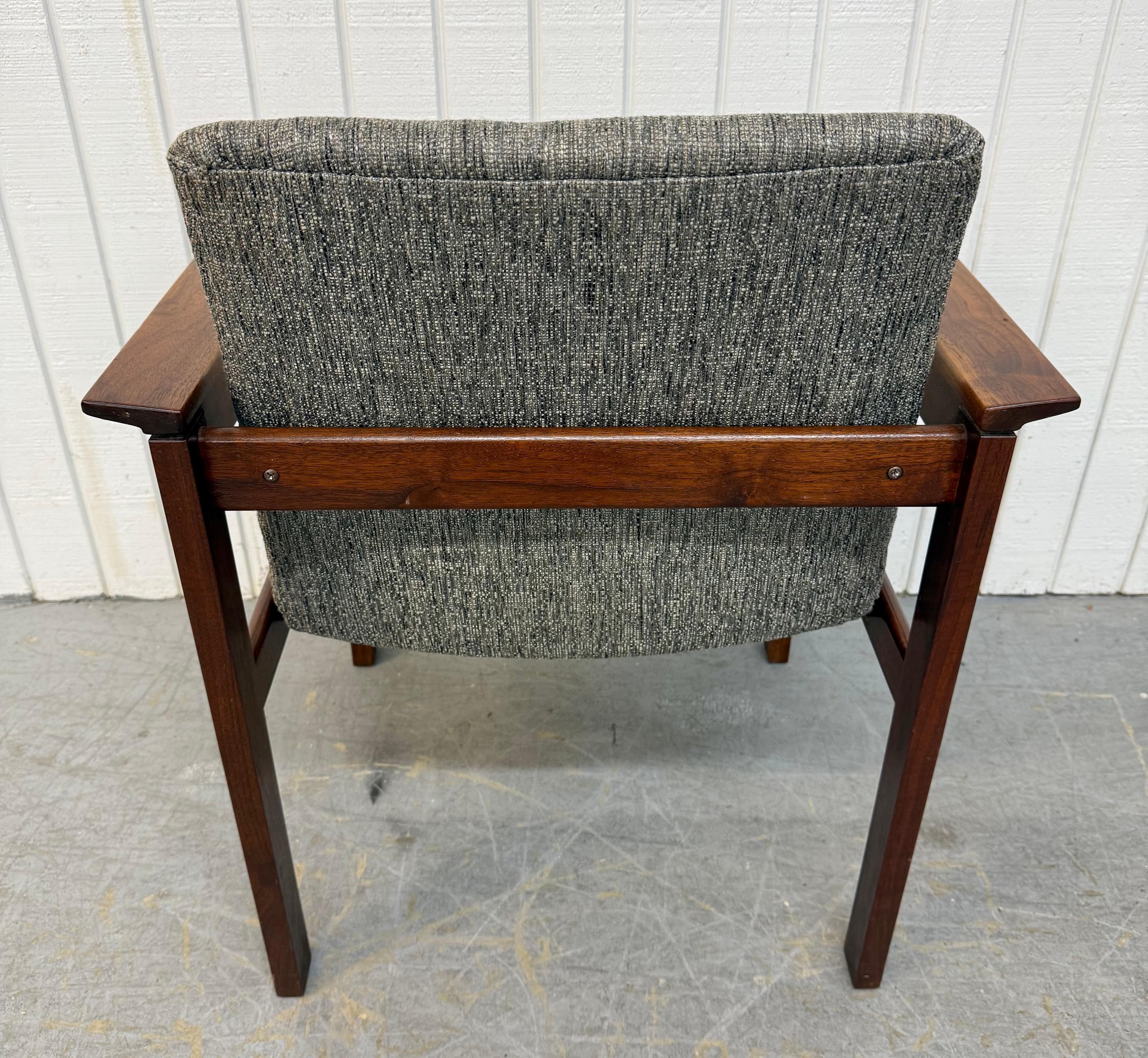 Upholstery Mid-Century Modern Jens Risom Upholstered Walnut Arm Chair For Sale