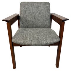 Mid-Century Modern Jens Risom Upholstered Walnut Arm Chair
