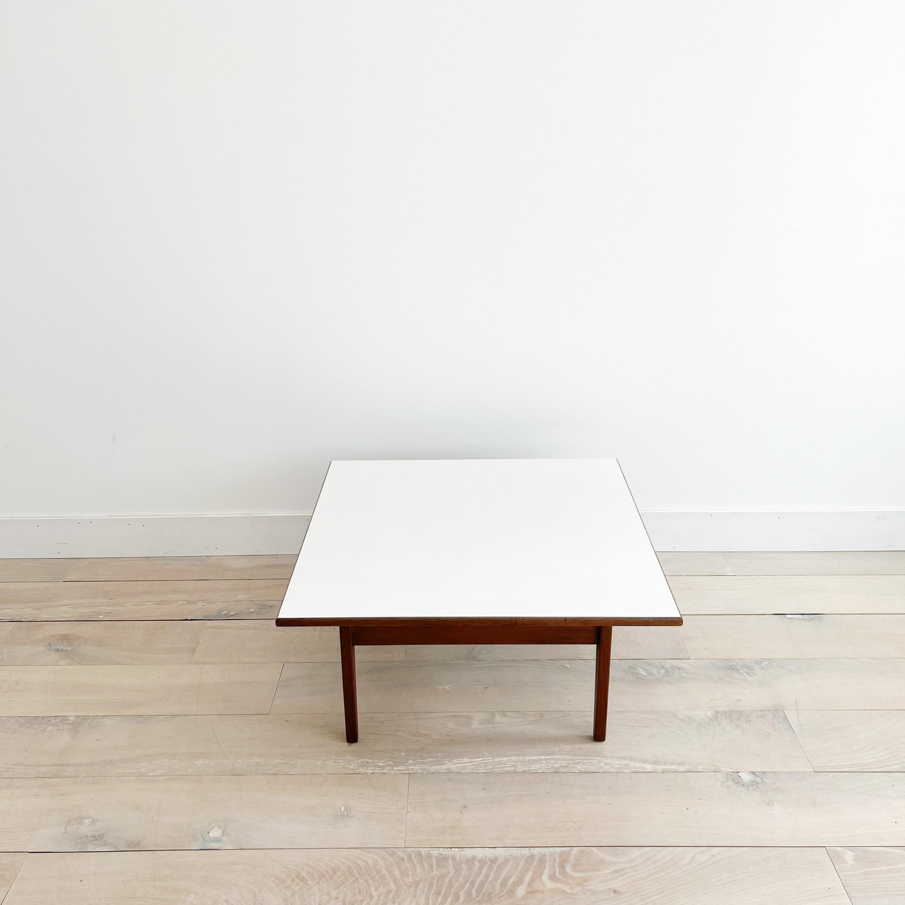 Mid-20th Century Mid-Century Modern Jens Risom Walnut Coffee Table W/ White Formica Top