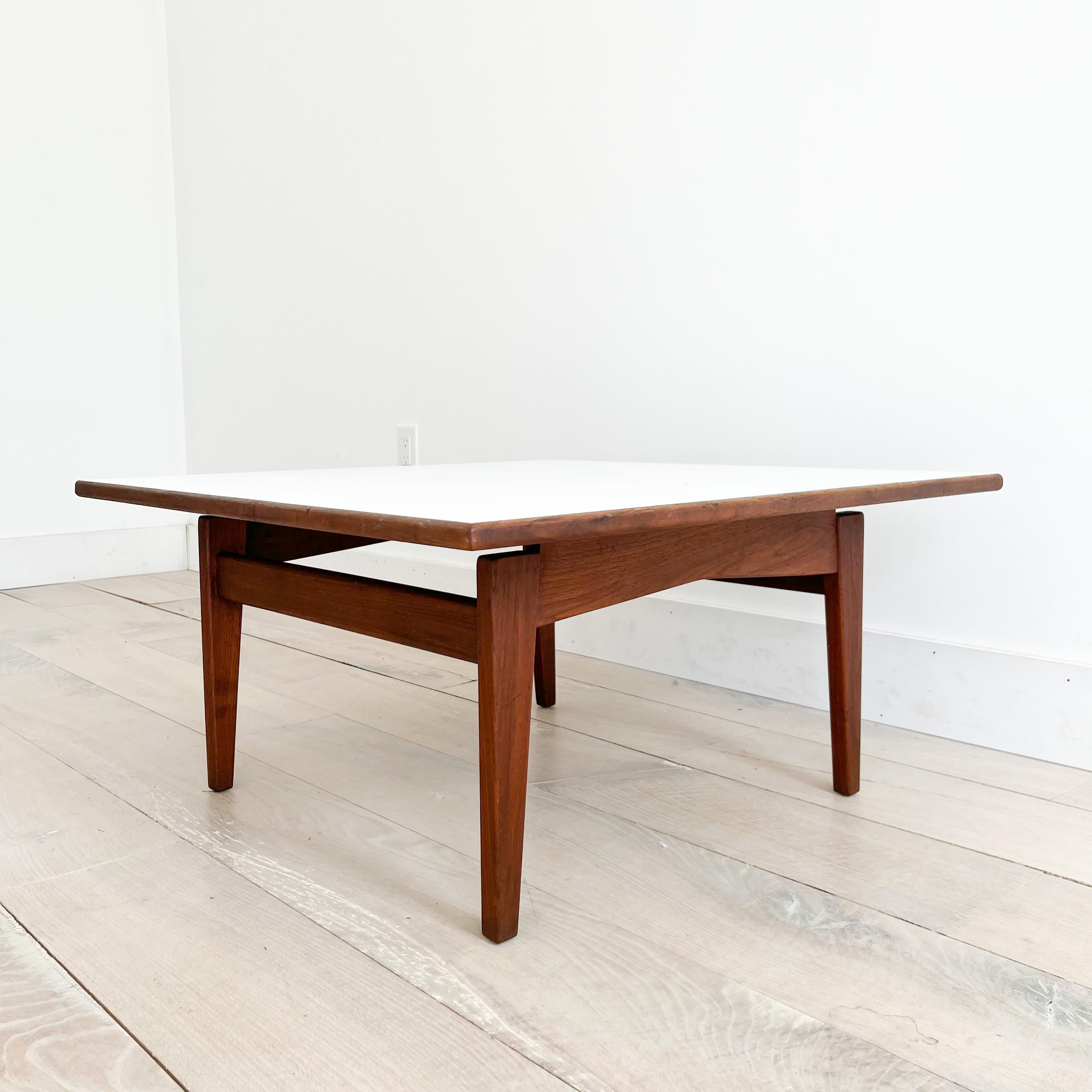 Mid-Century Modern Jens Risom Walnut Coffee Table W/ White Formica Top 1