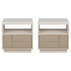 Mid-Century Modern Jensen Set/2 Nightstands Bedside Tables, Marble, Greenapple