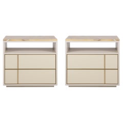 Mid-Century Modern Jensen Set/2 Nightstands Bedside Tables, Onyx, Greenapple