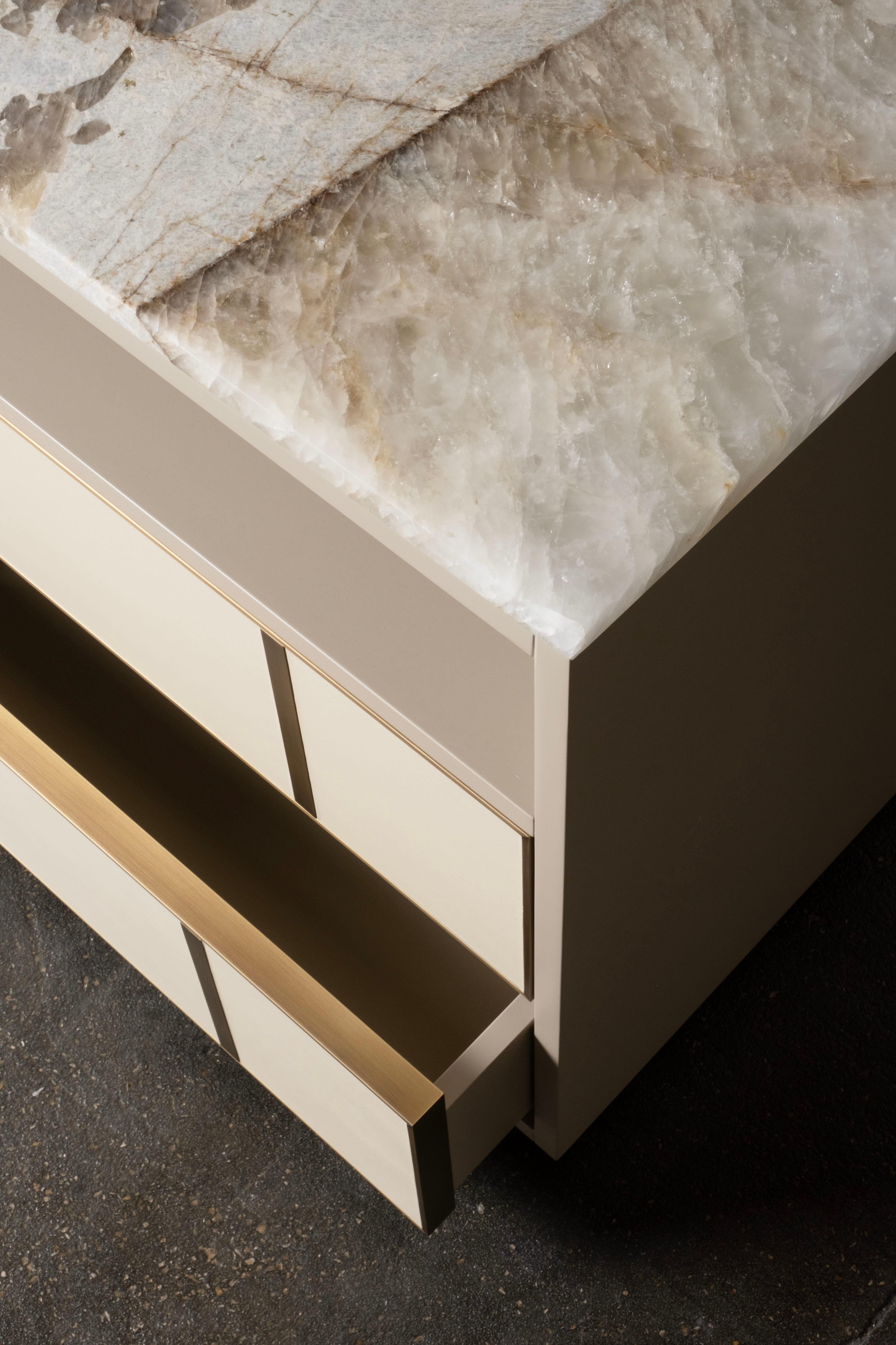 Modernité du milieu du siècle Jensen Ensemble 2 tables de nuit Tables de chevet, Quartz, Greenapple en vente 3