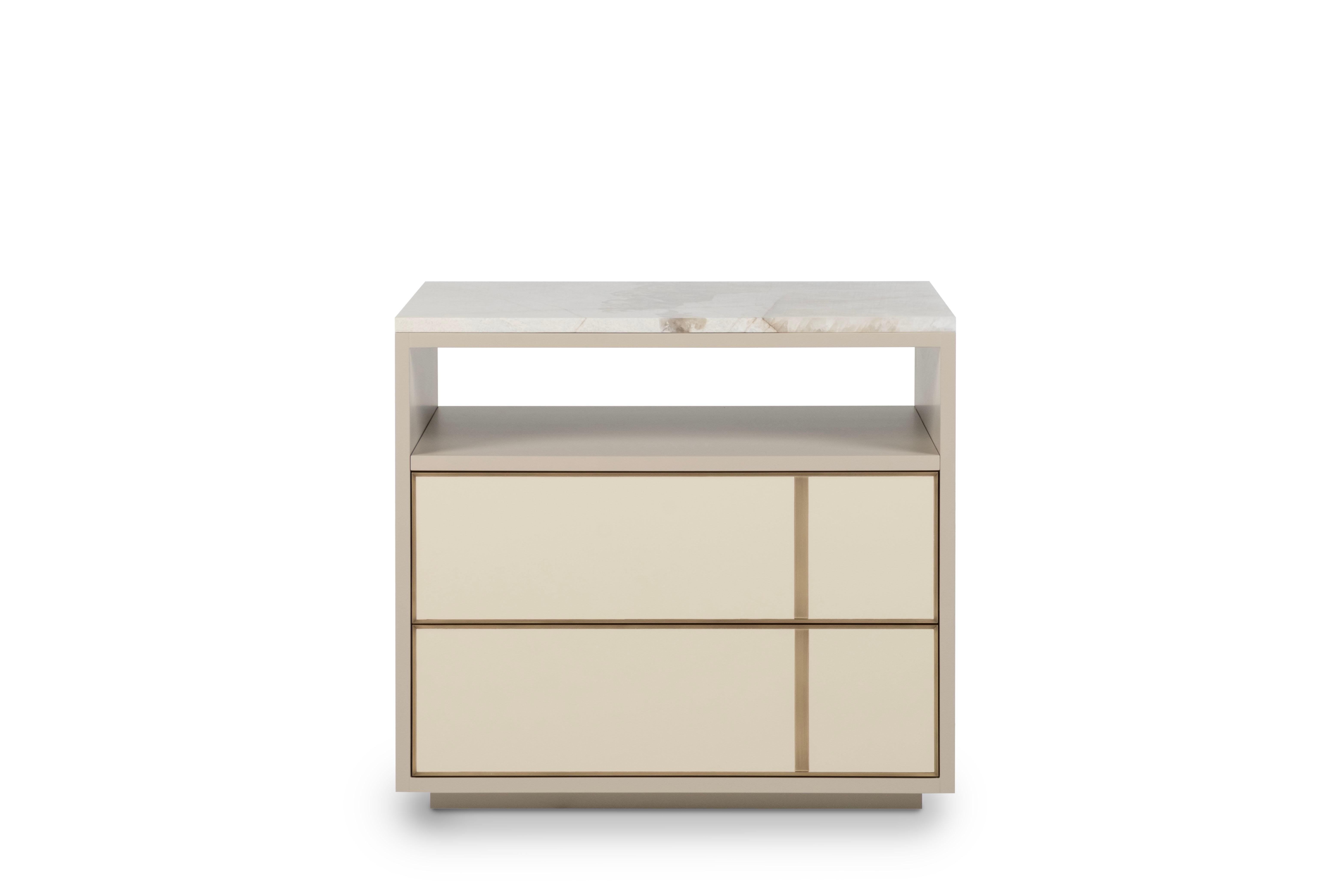 Portugais Modernité du milieu du siècle Jensen Ensemble 2 tables de nuit Tables de chevet, Quartz, Greenapple en vente