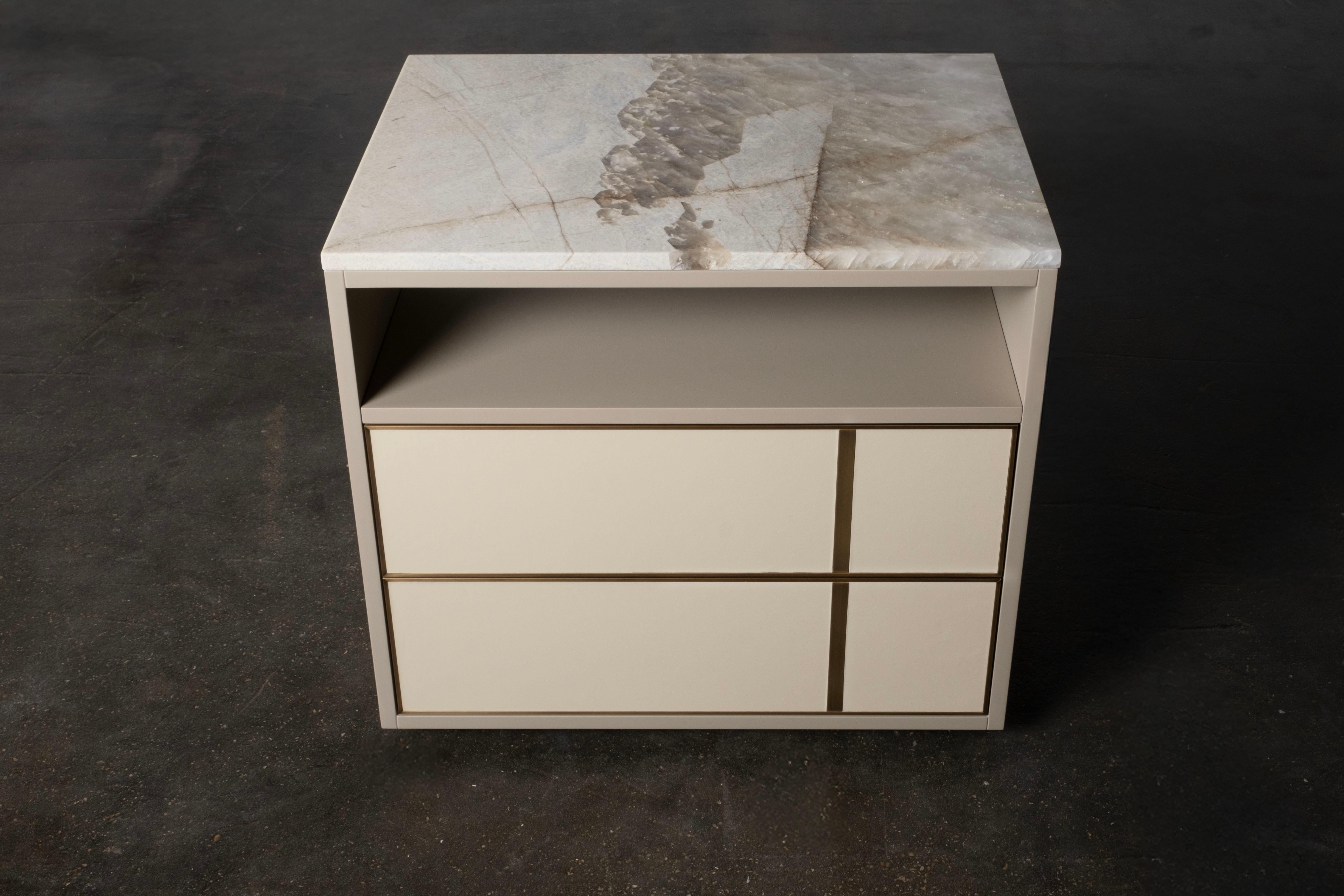 Modernité du milieu du siècle Jensen Ensemble 2 tables de nuit Tables de chevet, Quartz, Greenapple Neuf - En vente à Lisboa, PT