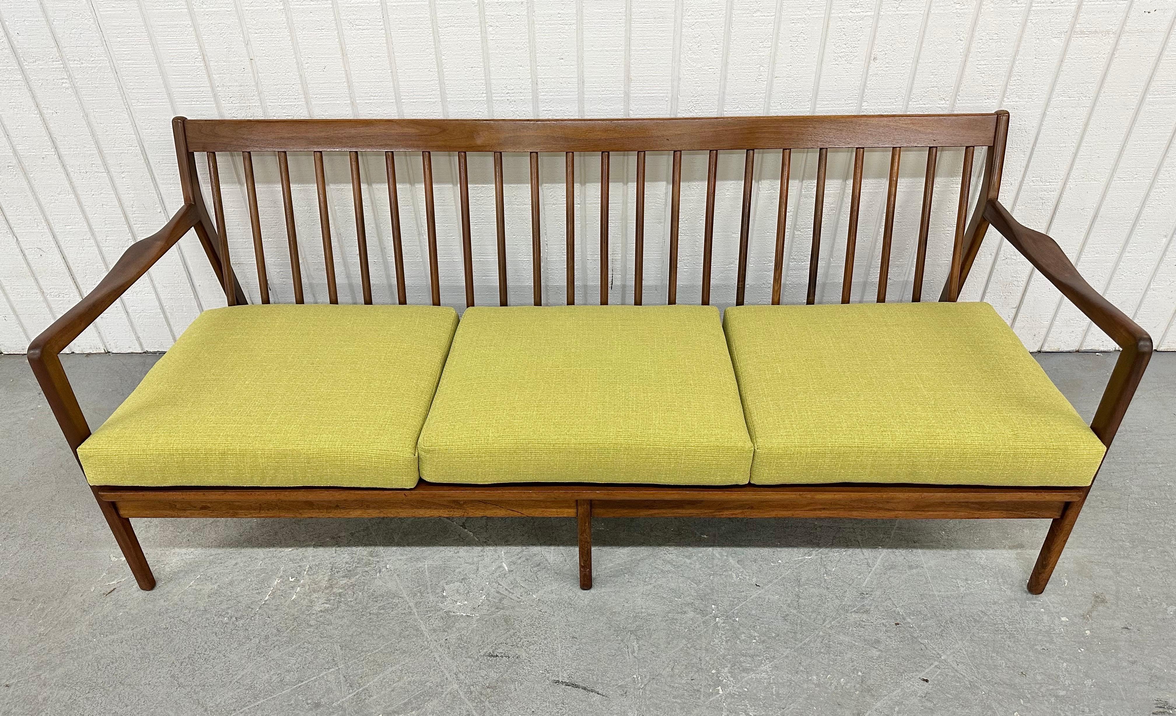 Mid-Century Modern Jensen Style Walnut Frame Sofa In Good Condition For Sale In Clarksboro, NJ