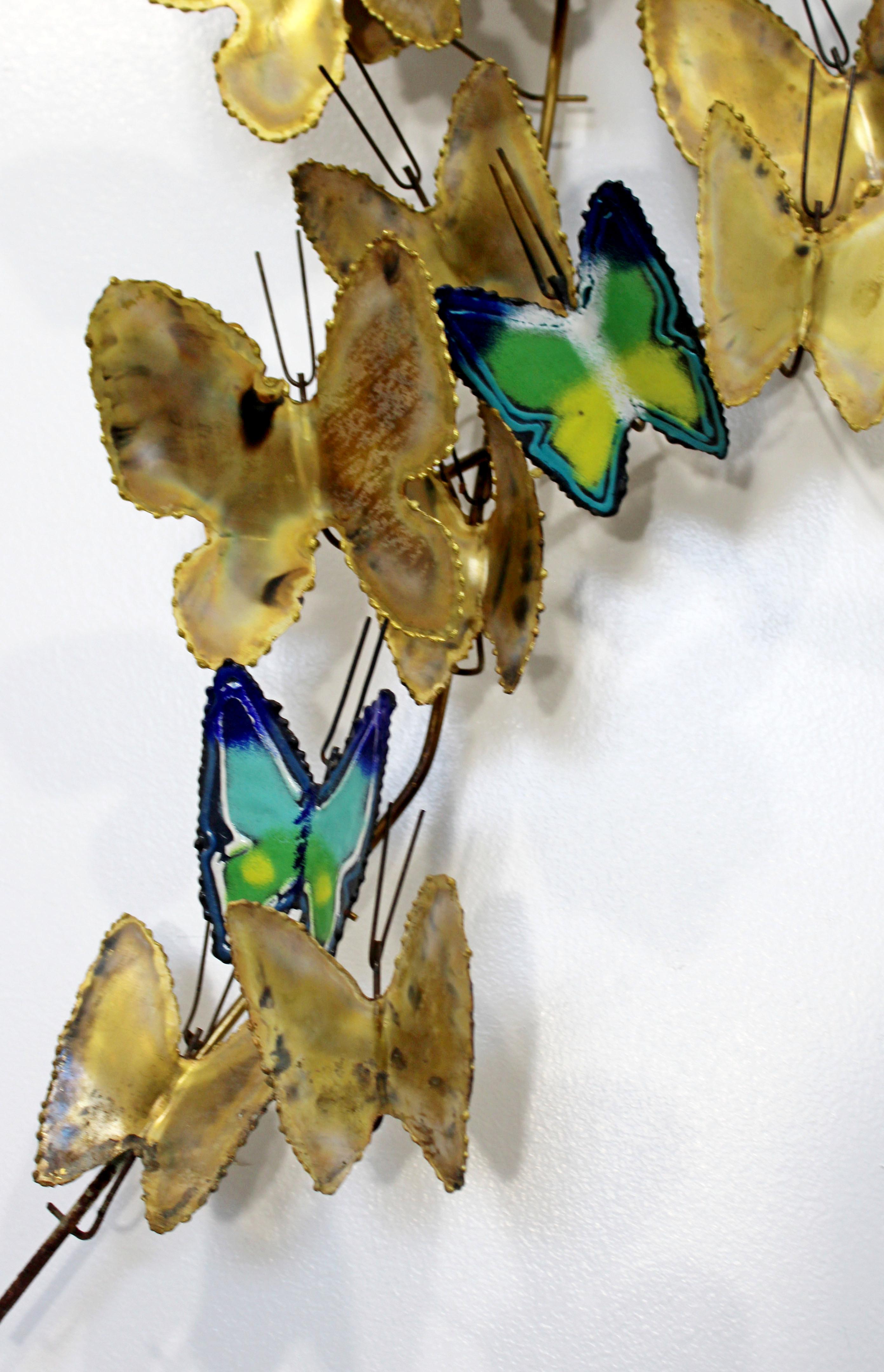 Mid-20th Century Mid-Century Modern Jere Enameled Brass Butterfly Wall Sculpture Signed, 1960s