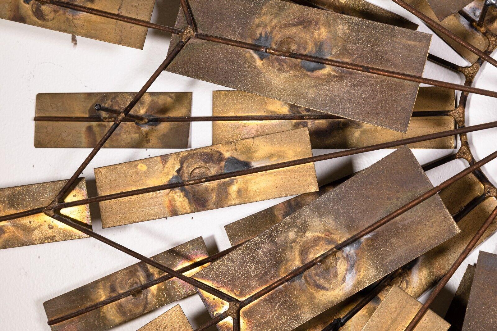 Mid-Century Modern Jere Style Brass Sunburst Brutalist Wall Sculpture 5
