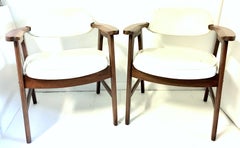 Mid-Century Modern Jerry Johnson Style Upholstered Armchairs, Pair of Two