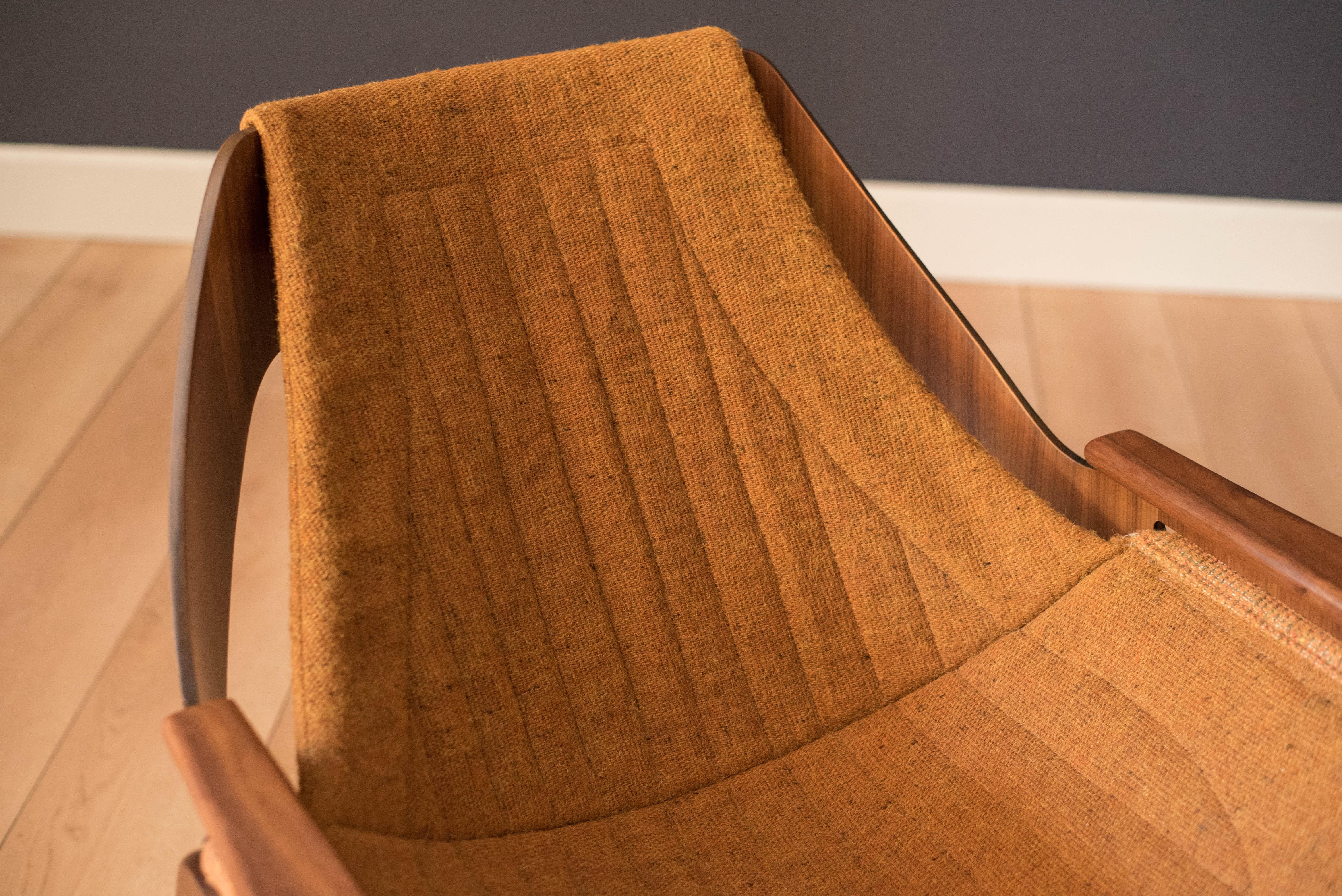 Fabric Mid-Century Modern Jerry Johnson Walnut Lounge Chair