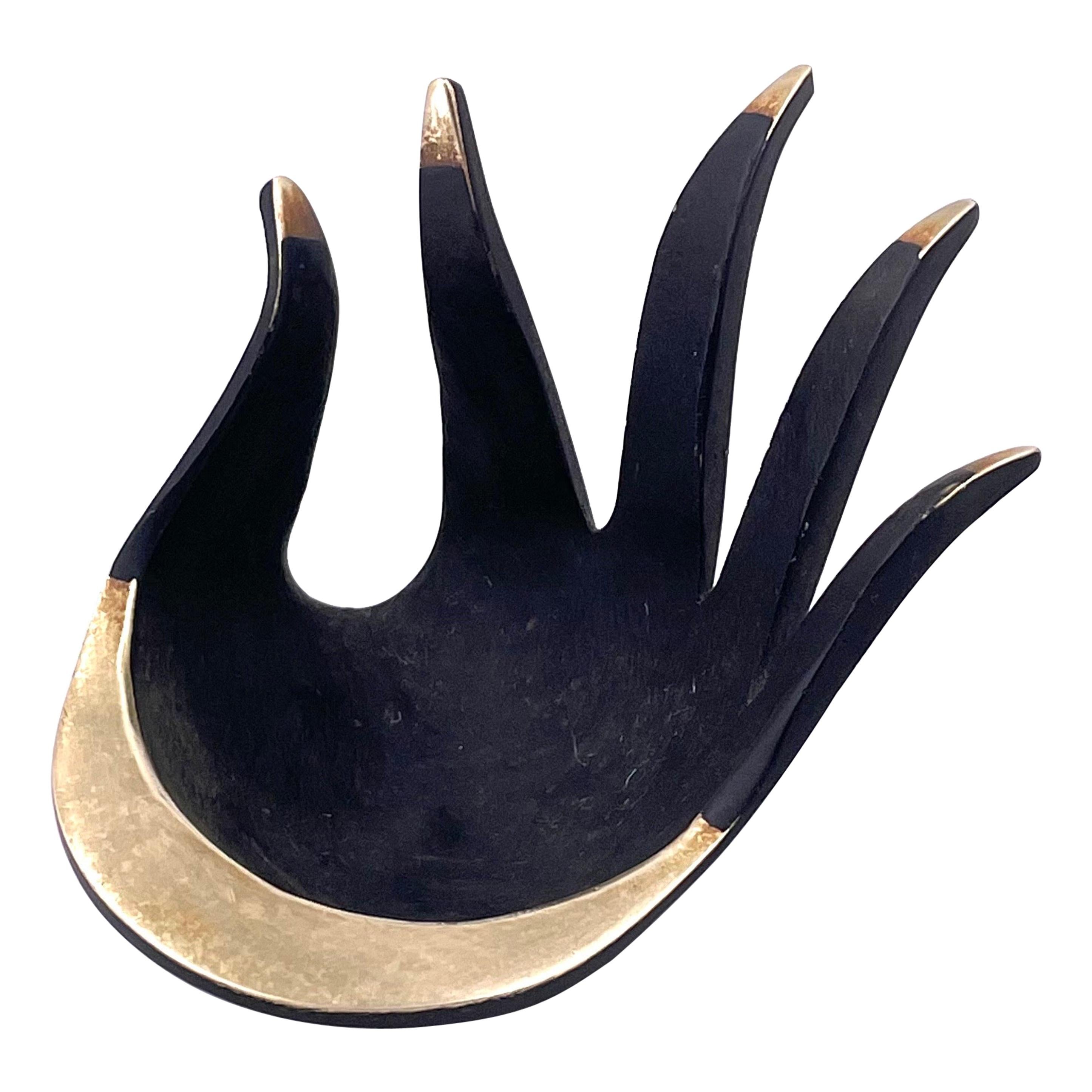 Walter Bosse, for Herta Baller, "Black Gold Line" Hand in Bronze, 1950s For Sale