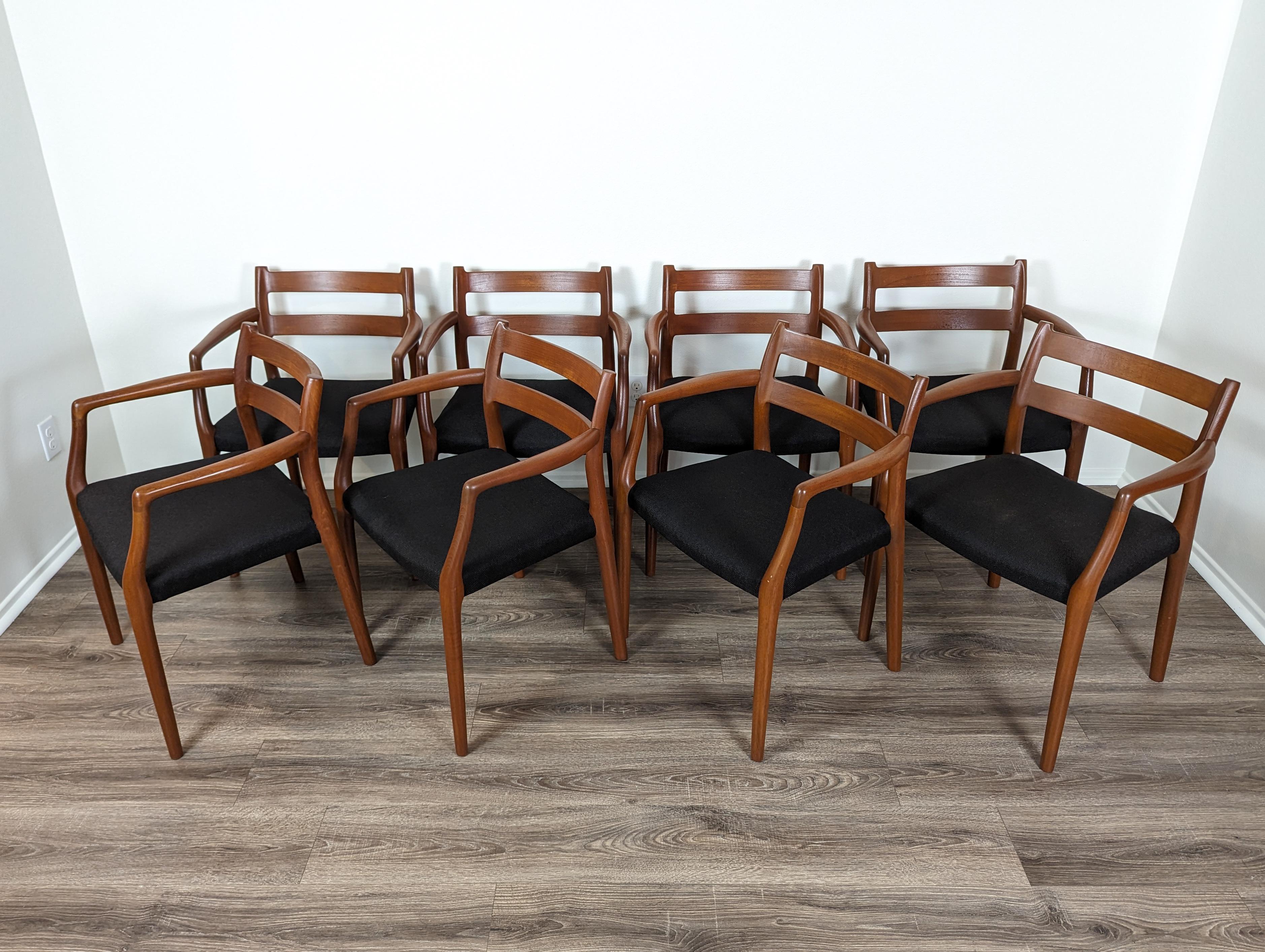 Danish Mid Century Modern J.L. Møllers, Model 67, Arm Chairs by Niels Otto Moller For Sale
