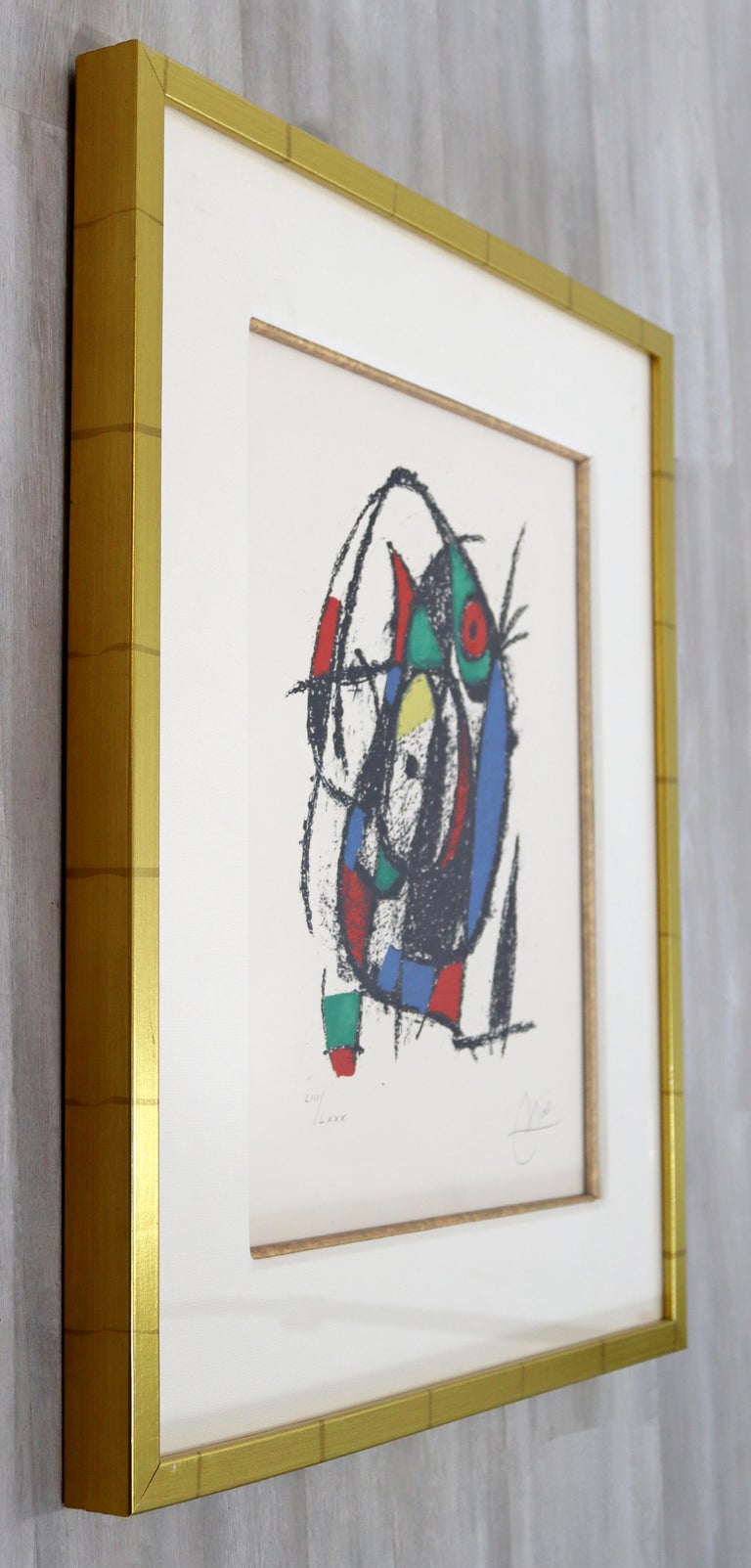 Mid-20th Century Mid-Century Modern Joan Miro Framed Pencil Signed Lithograph in Colors 53/80 For Sale