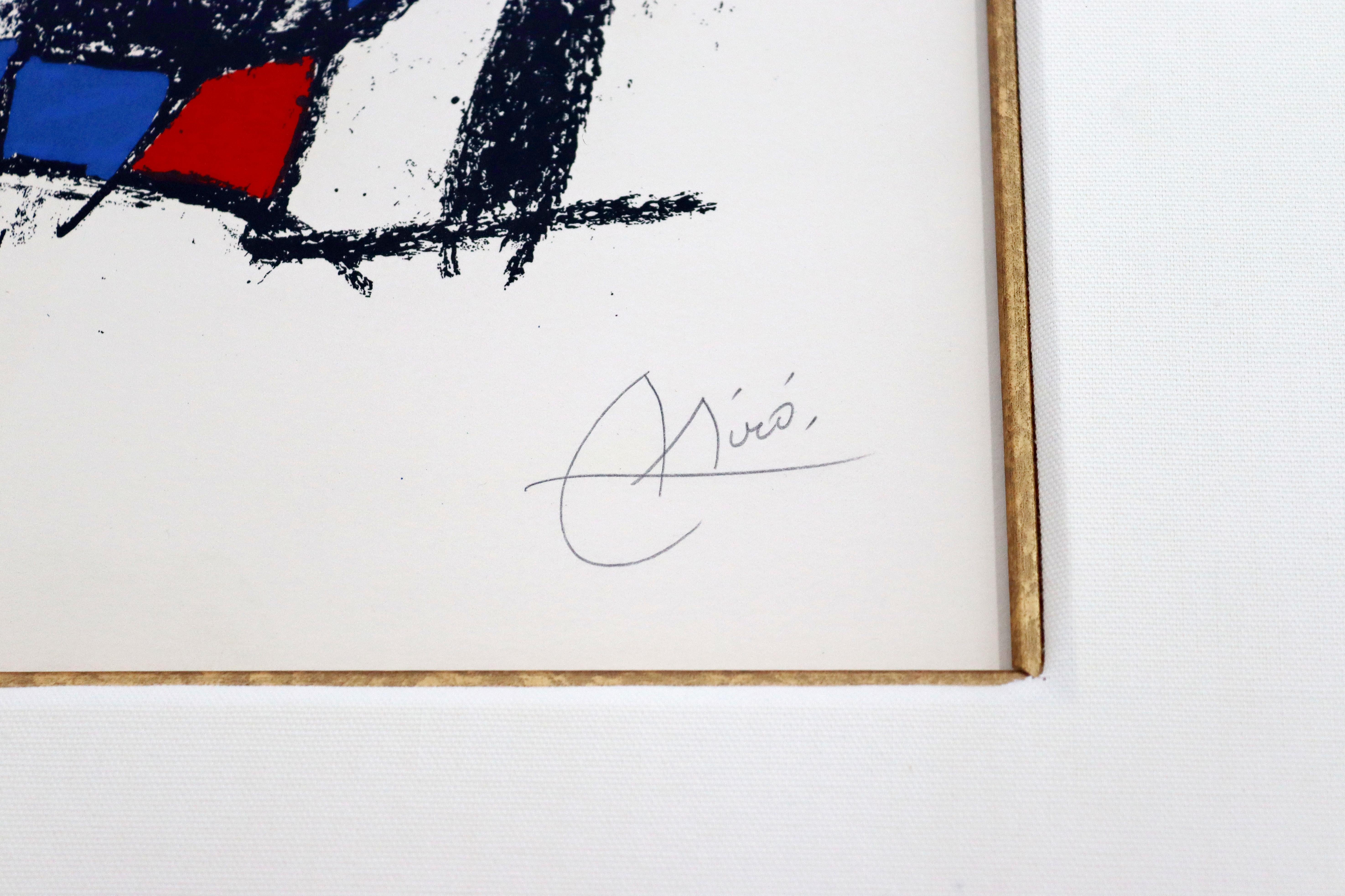Mid-Century Modern Joan Miro Framed Pencil Signed Lithograph in Colors 53/80 In Good Condition In Keego Harbor, MI