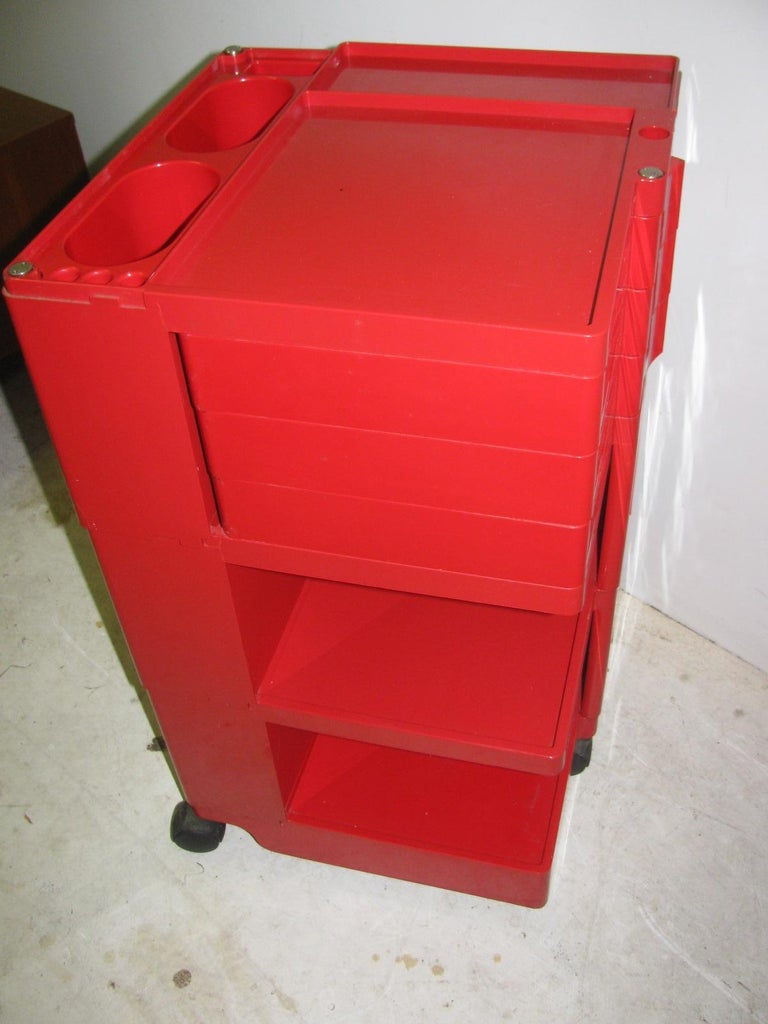 MidCentury Modern Joe Colombo Boby Trolley Cart in Red at 1stDibs