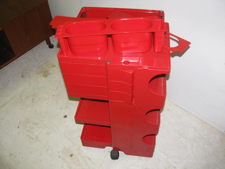 MidCentury Modern Joe Colombo Boby Trolley Cart in Red at 1stDibs