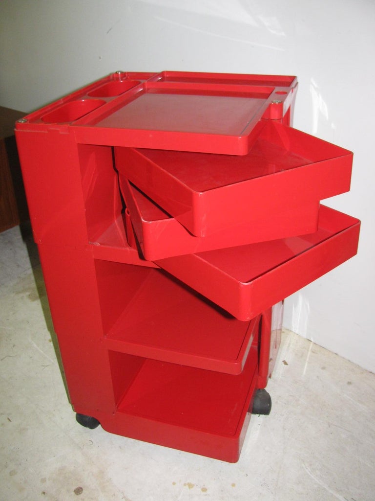 MidCentury Modern Joe Colombo Boby Trolley Cart in Red at 1stDibs