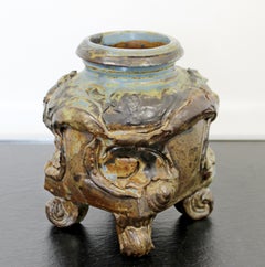 Mid-Century Modern John Glick Signed Handmade Pottery Keramik Fuß Vase 1960s