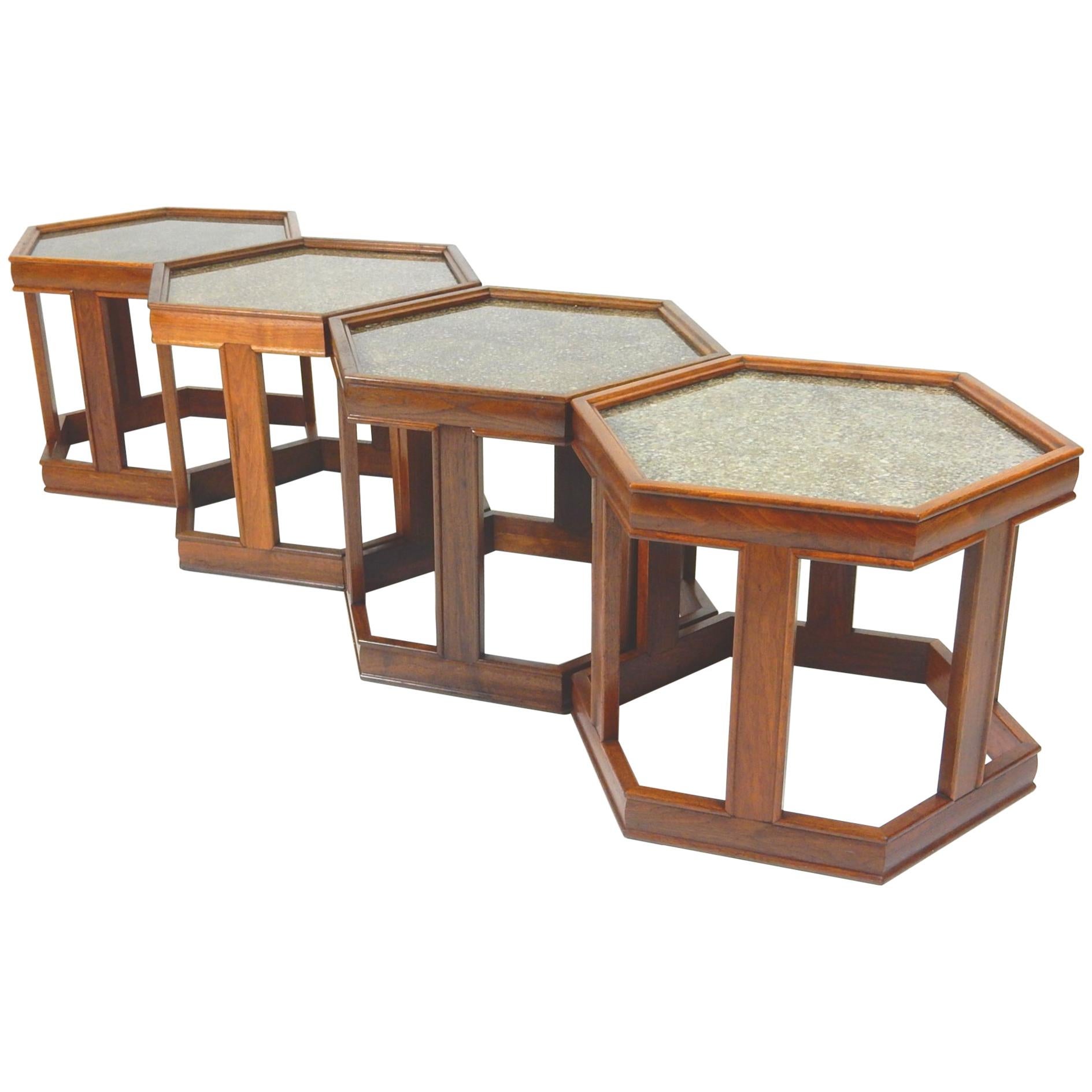 Mid-Century Modern John Keal for Brown Saltman Hexagon Occasional Table Set