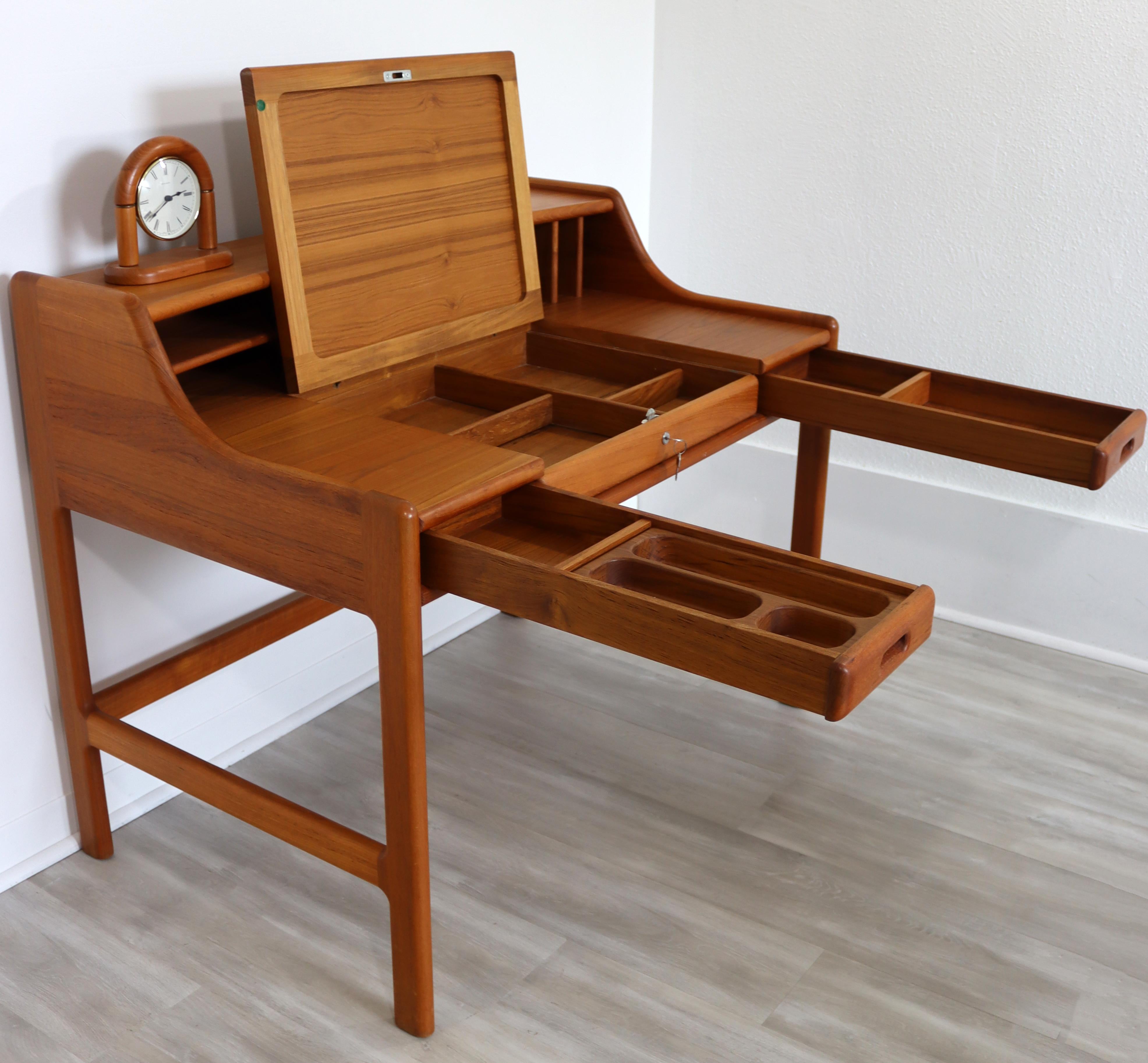 Danish Mid Century Modern John Mortensen Dyrlund Solid Teak Desk Chair Clock Denmark