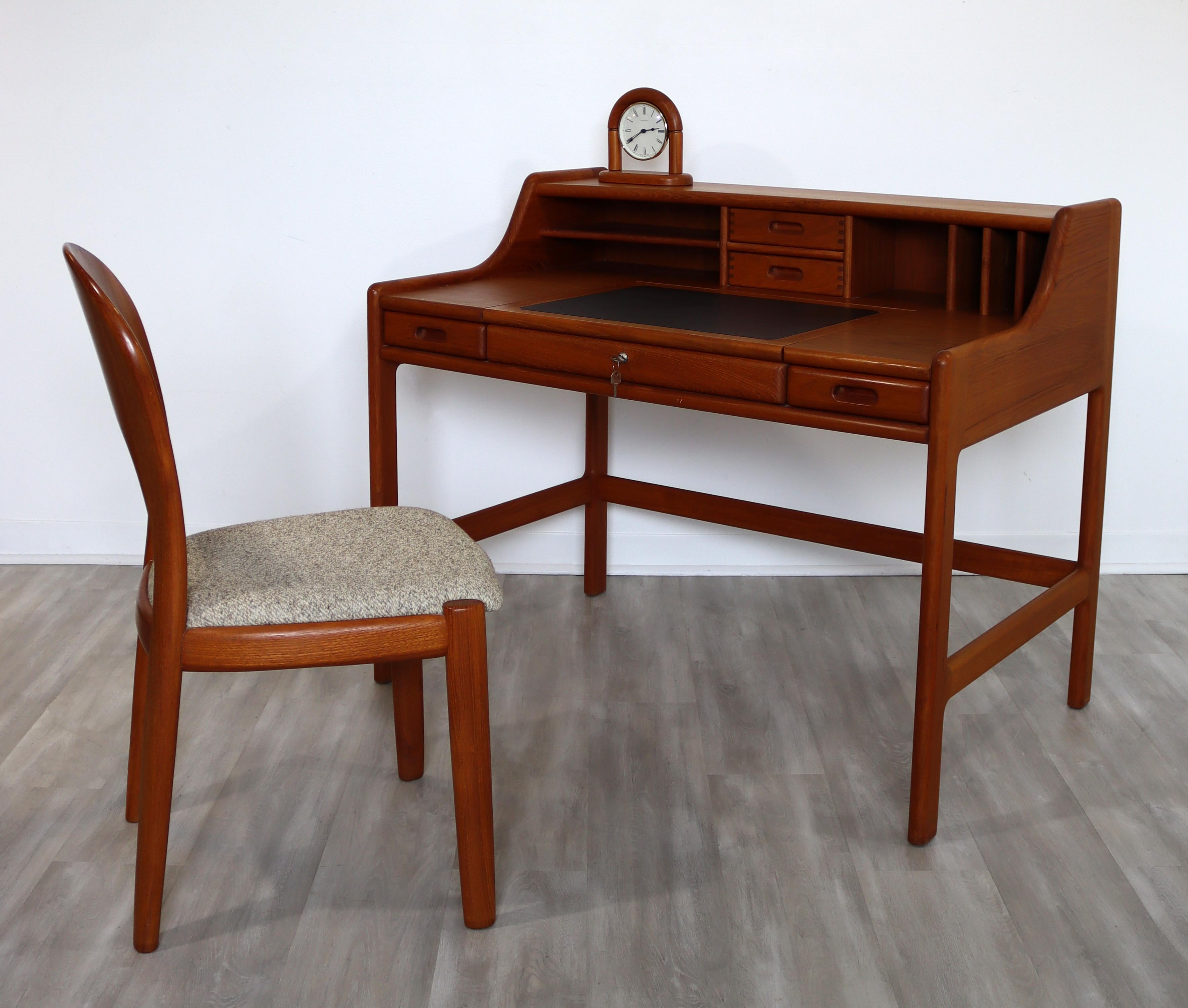 Late 20th Century Mid Century Modern John Mortensen Dyrlund Solid Teak Desk Chair Clock Denmark